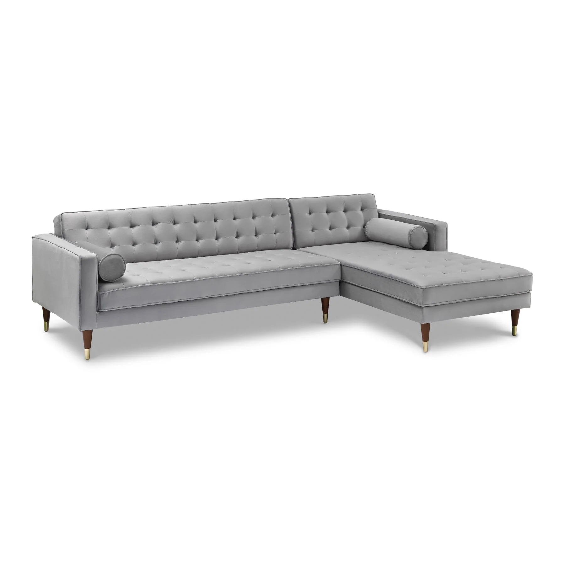 Somerset Gray Velvet Mid Century Modern Right Sectional Sofa - Image 2