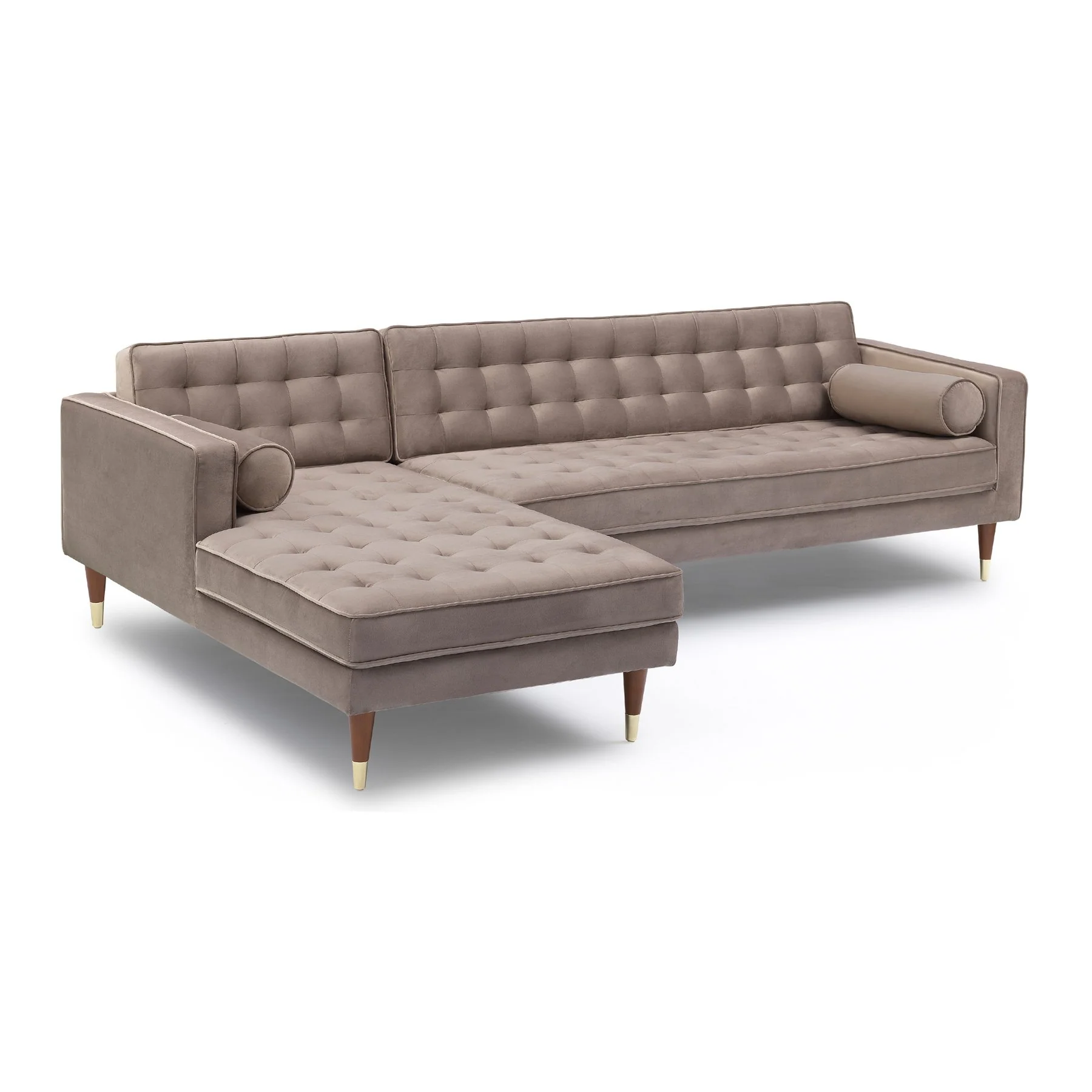 Somerset Taupe Velvet Mid Century Modern Right Sectional Sofa - Image 2