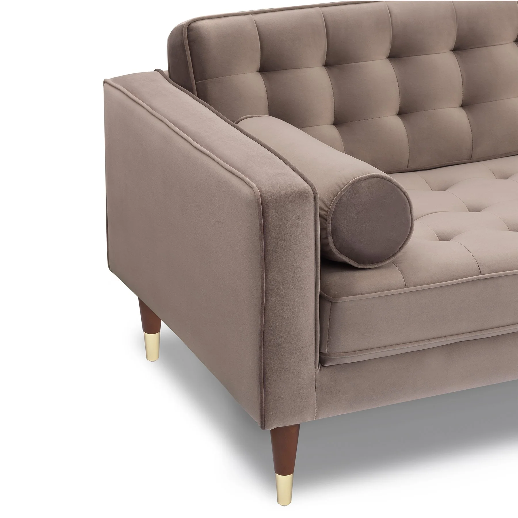 Somerset Taupe Velvet Mid Century Modern Right Sectional Sofa - Image 3