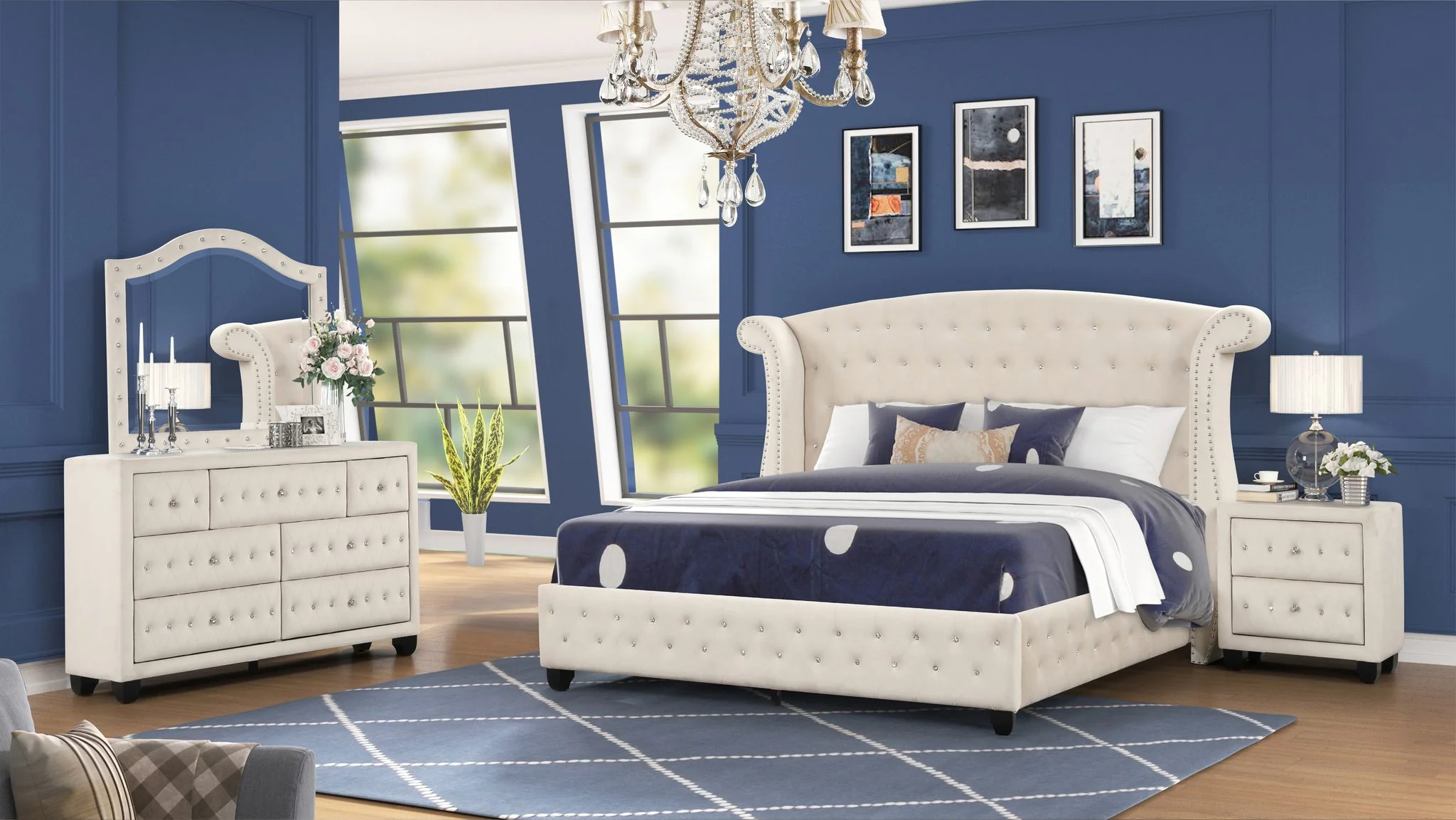 Sophia Full Bed 4 Cream
