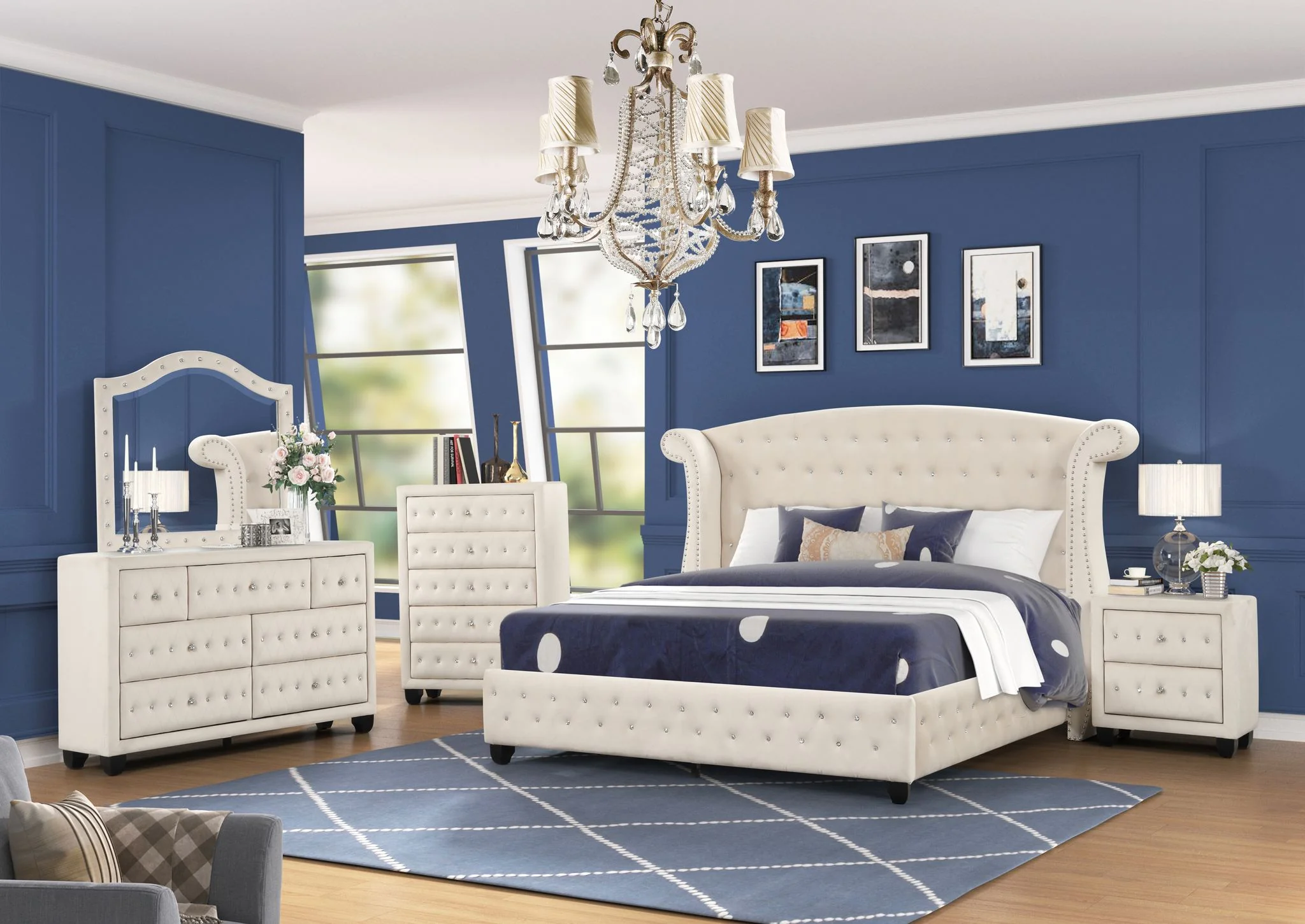 Sophia King Bed 5 Cream - Image 17