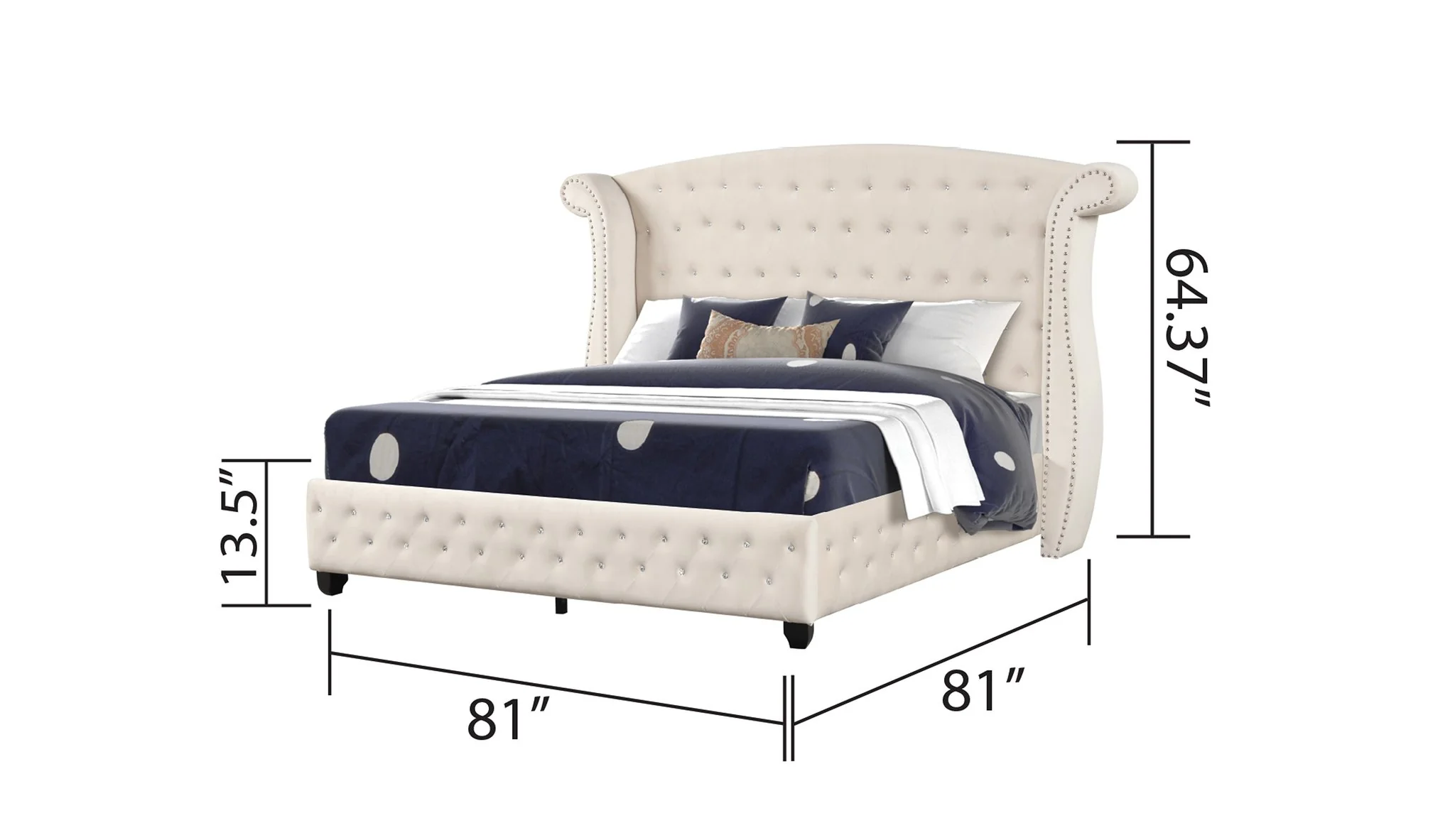 Sophia King Bed 5 Cream - Image 5