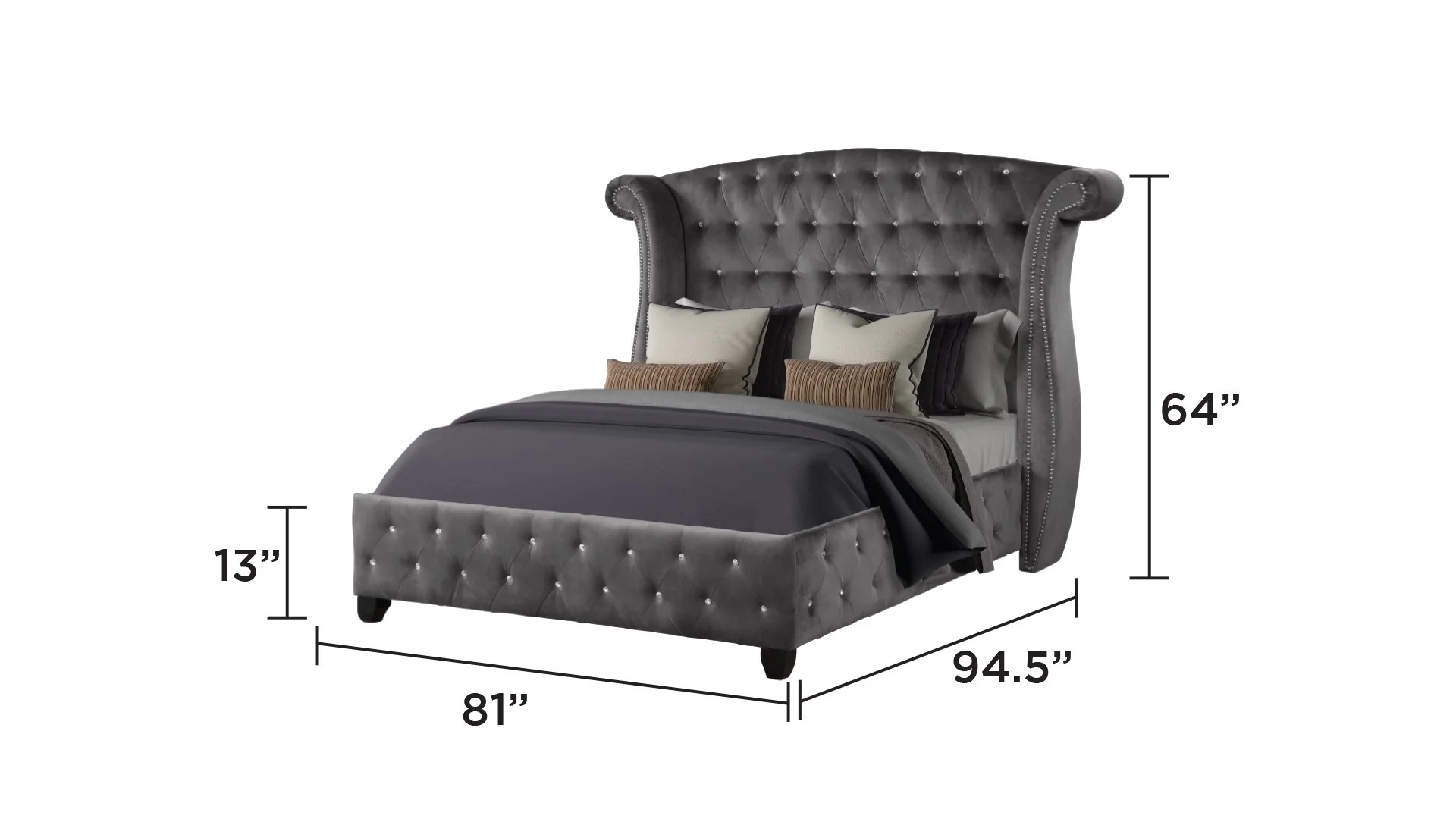 Sophia King Bed 5 Grey - Image 5