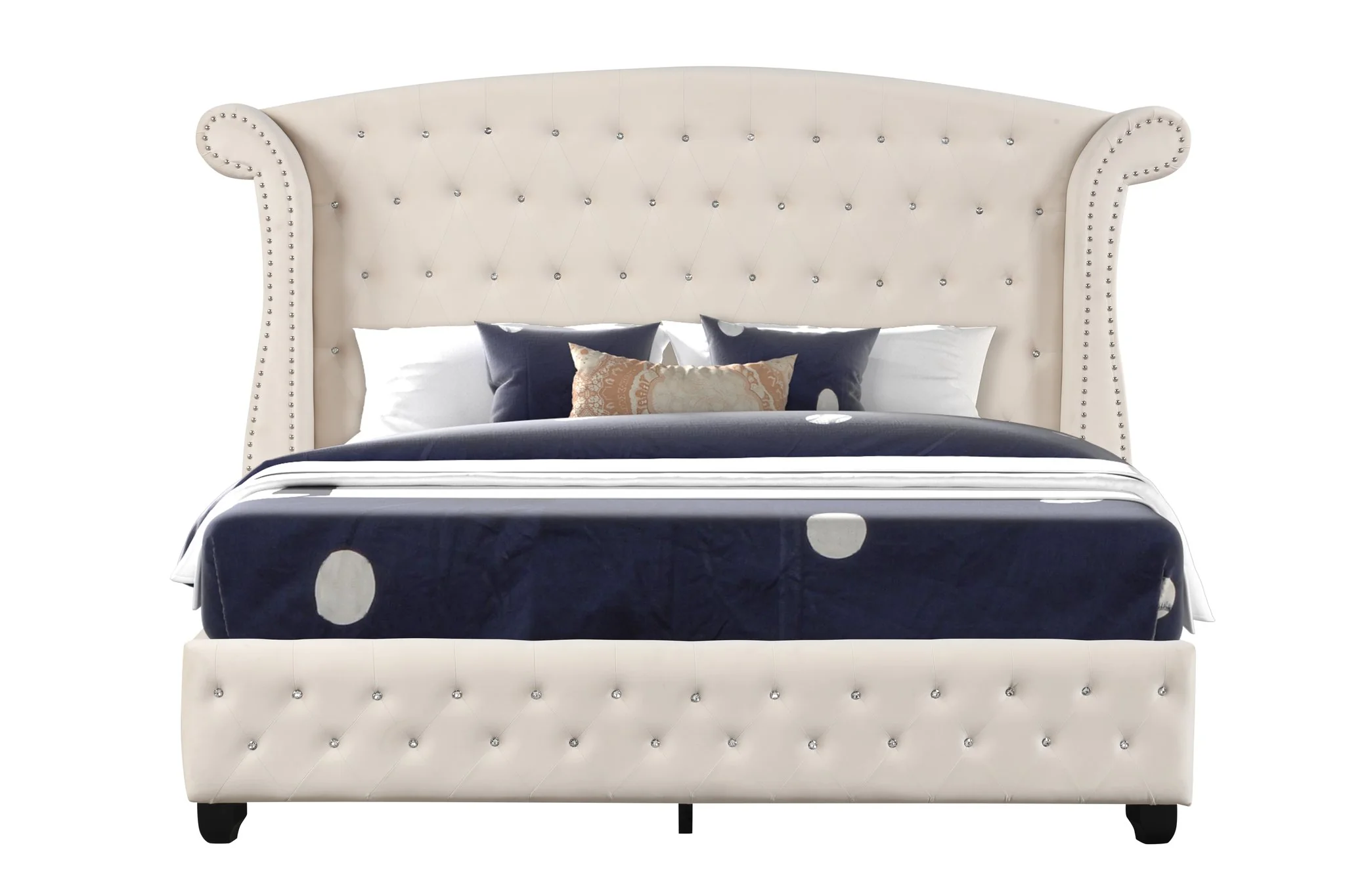Sophia Queen Bed 4 Cream - Image 3