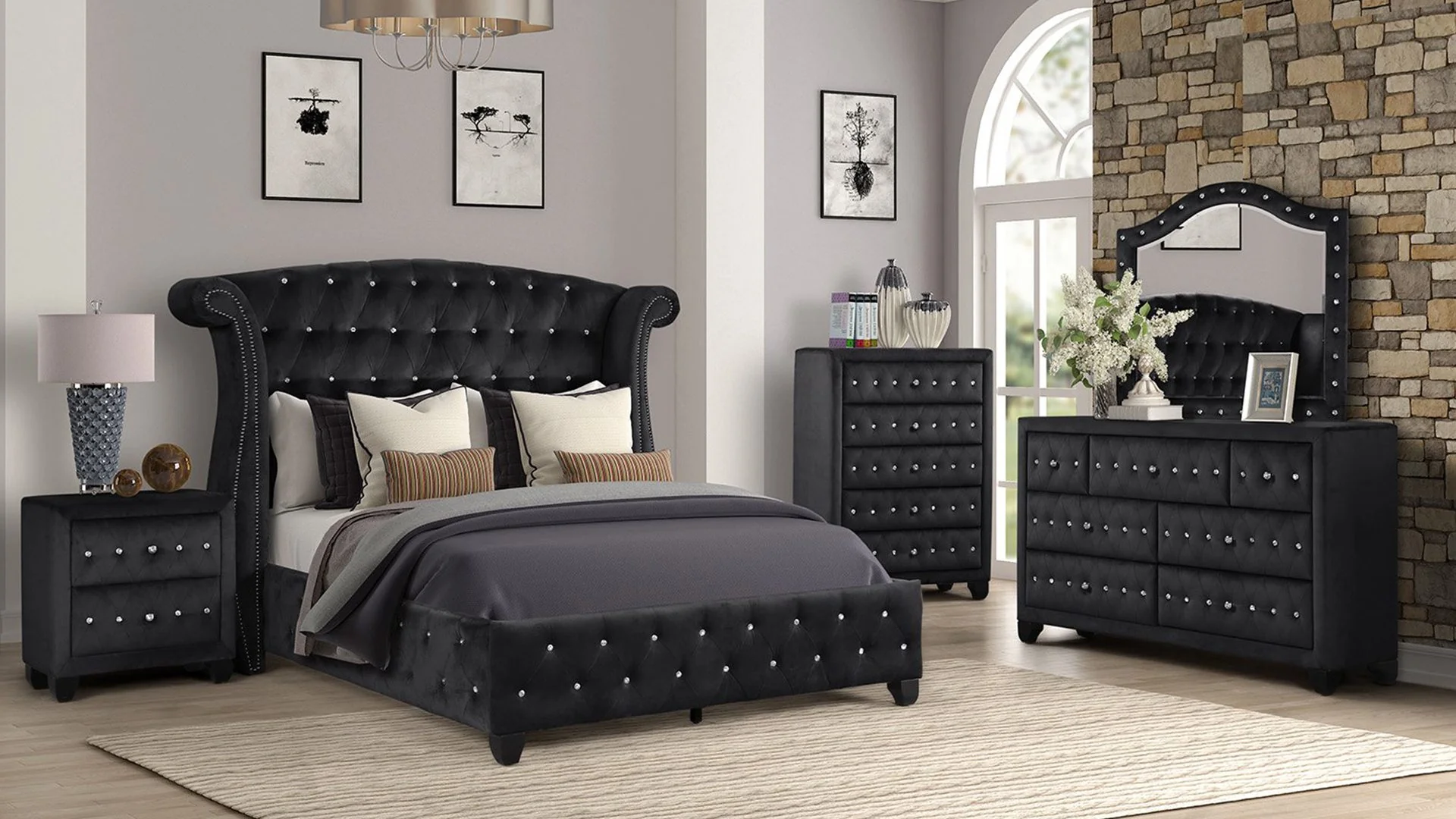 Sophia Queen Bed 5 Black - Image 19