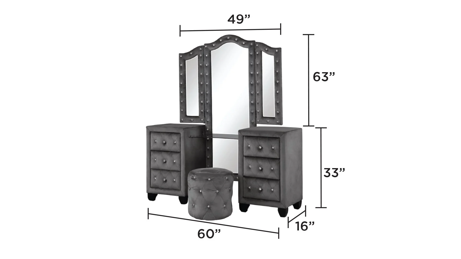 Sophia Vanity Set Gray - Image 2