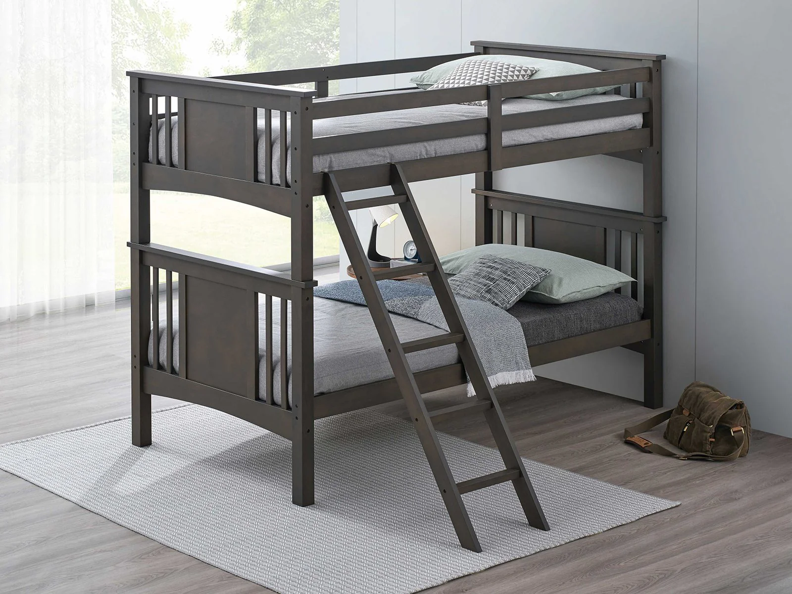 Spring Creek Twin/Twin Bunk Bed, Stain Gray