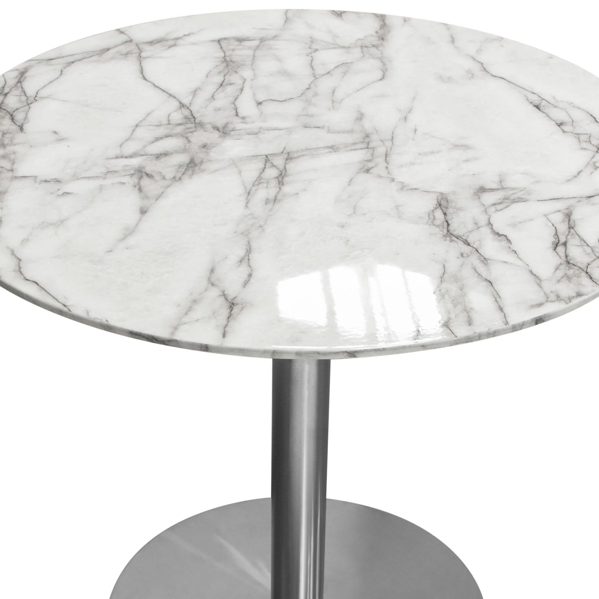 Stella 36" Round Dining Table w/ Faux Marble Top and Brushed Silver Metal Base by Diamond Sofa - Image 7