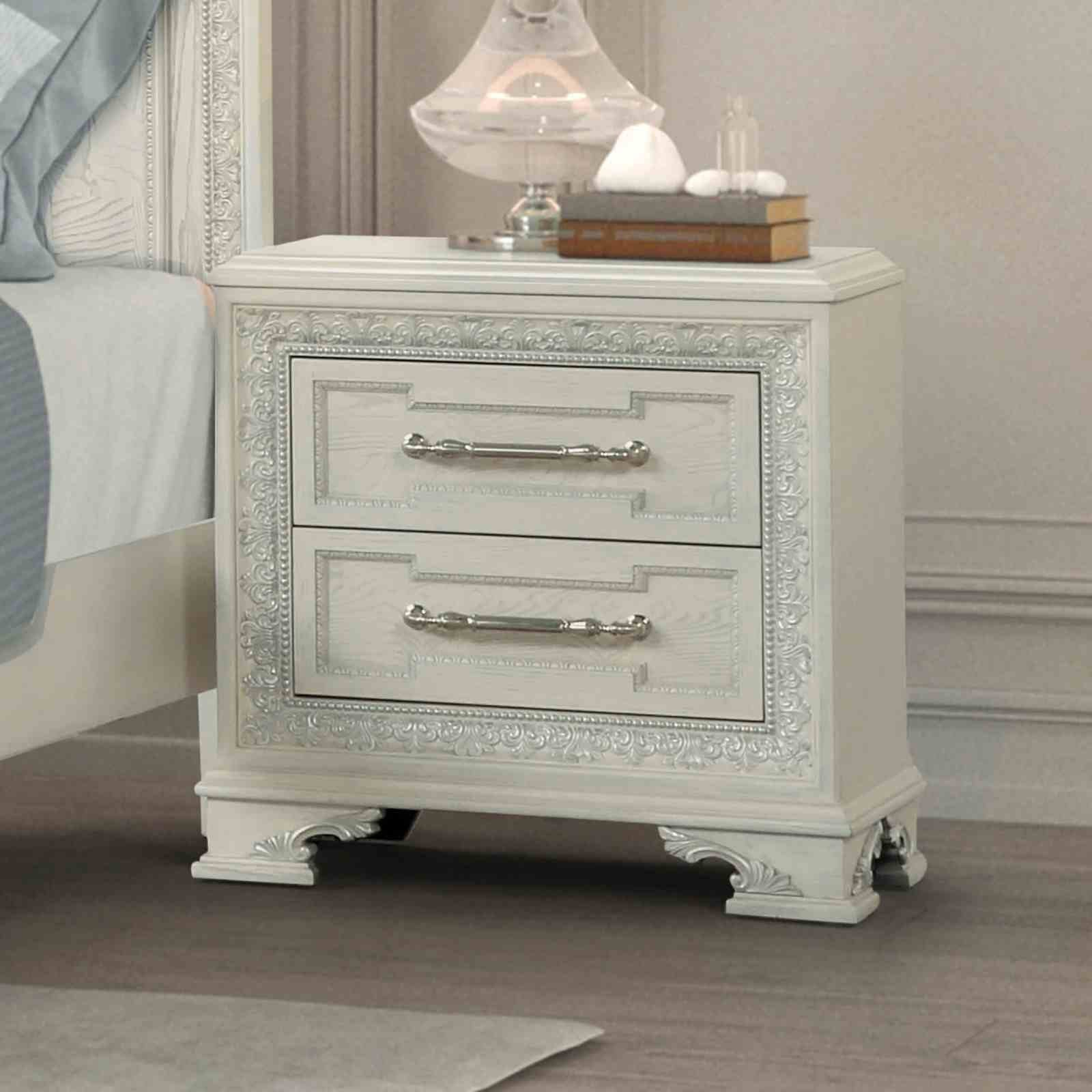 Stella Mia Nightstand w/ USB, Creamy White