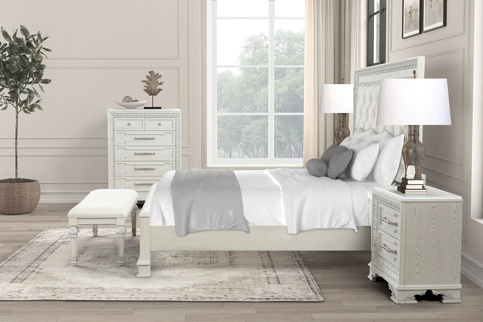 Stella Mia Queen Uph Bed, Creamy White - Image 3