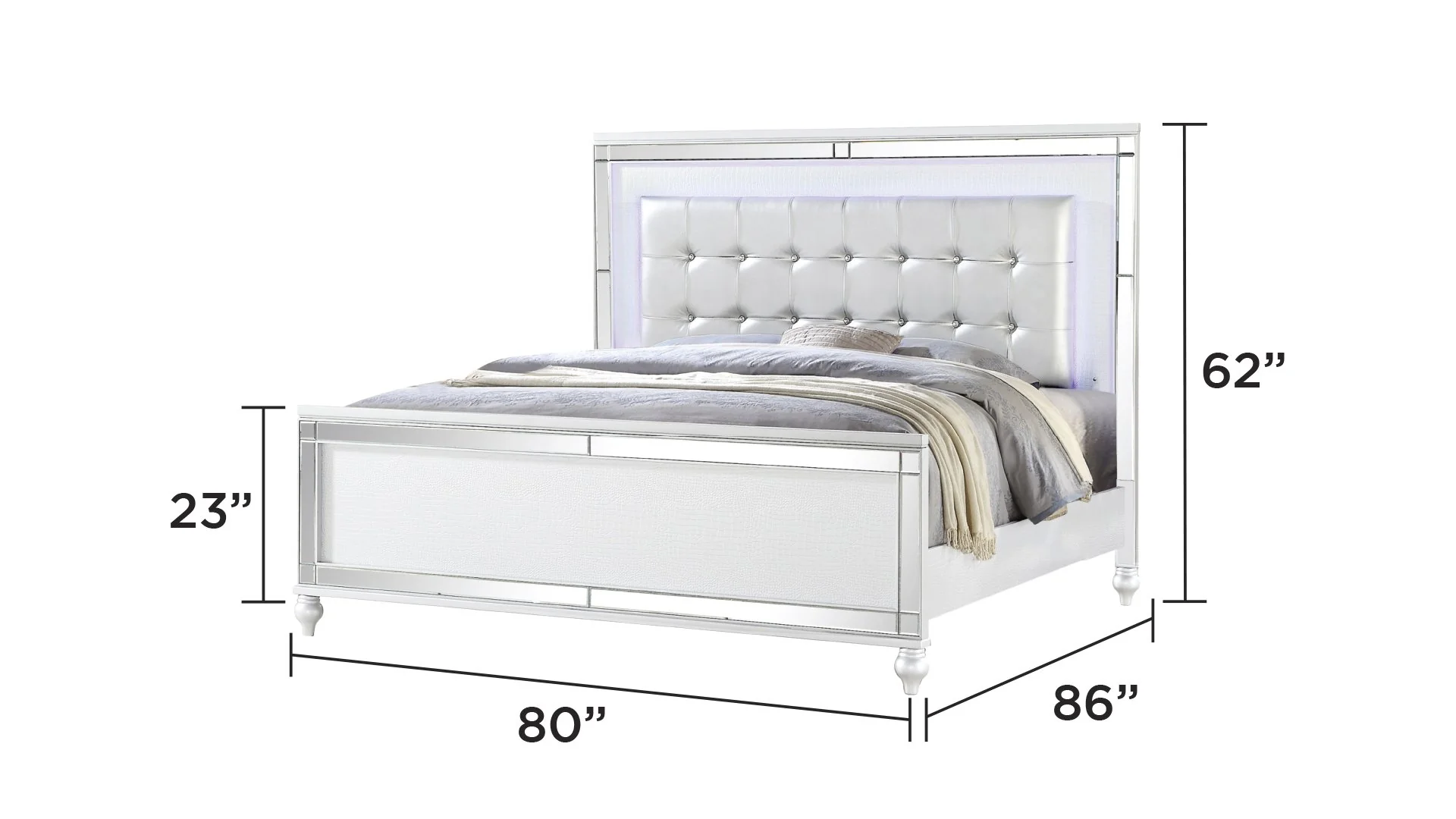 Sterling King Bed White - Image 3