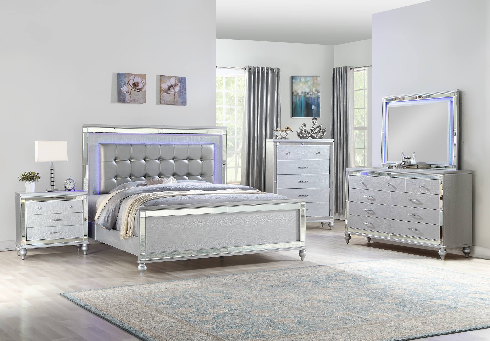 Sterling Queen Bed Silver