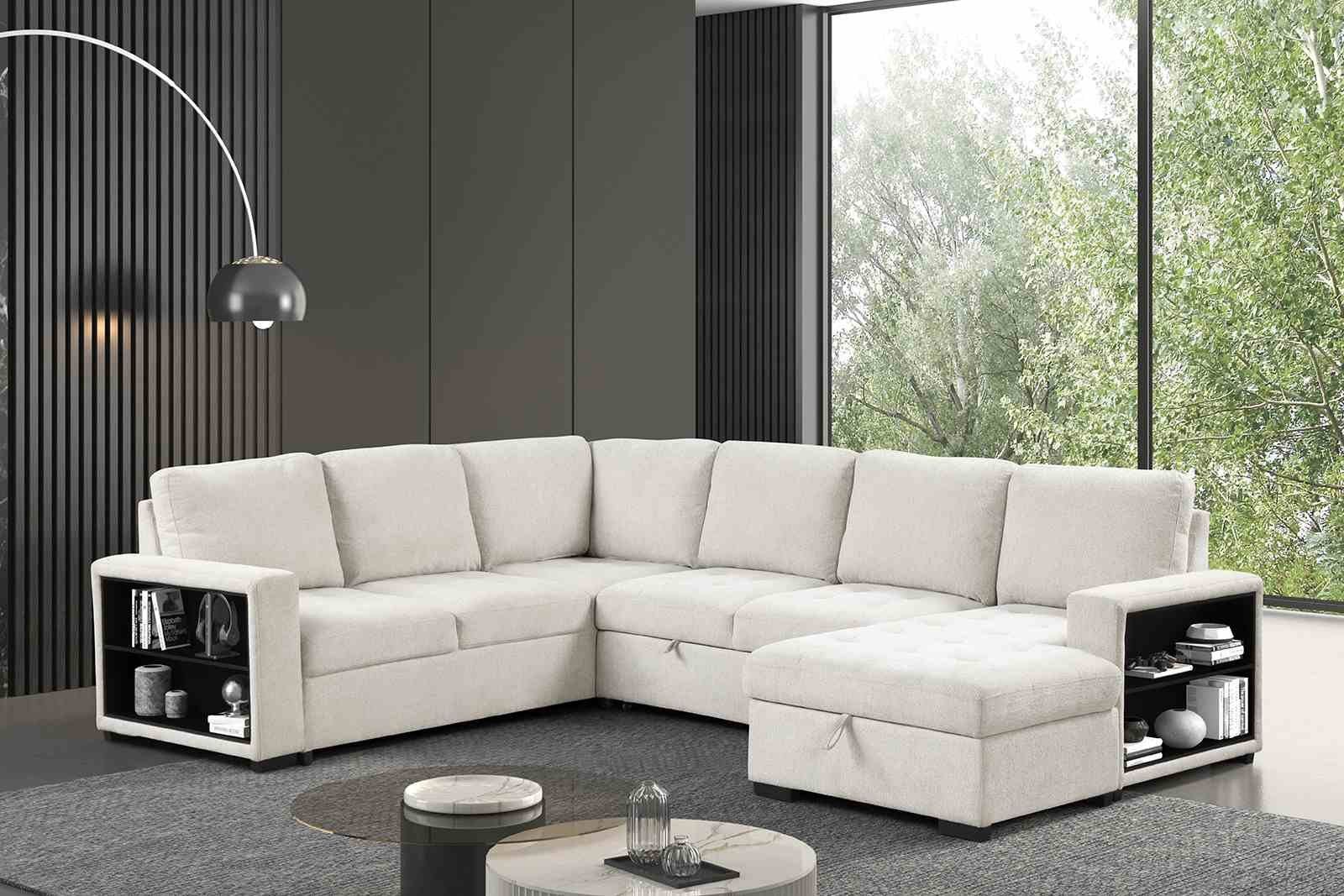 Stockwell Sleeper Sofa Sectional, Beige