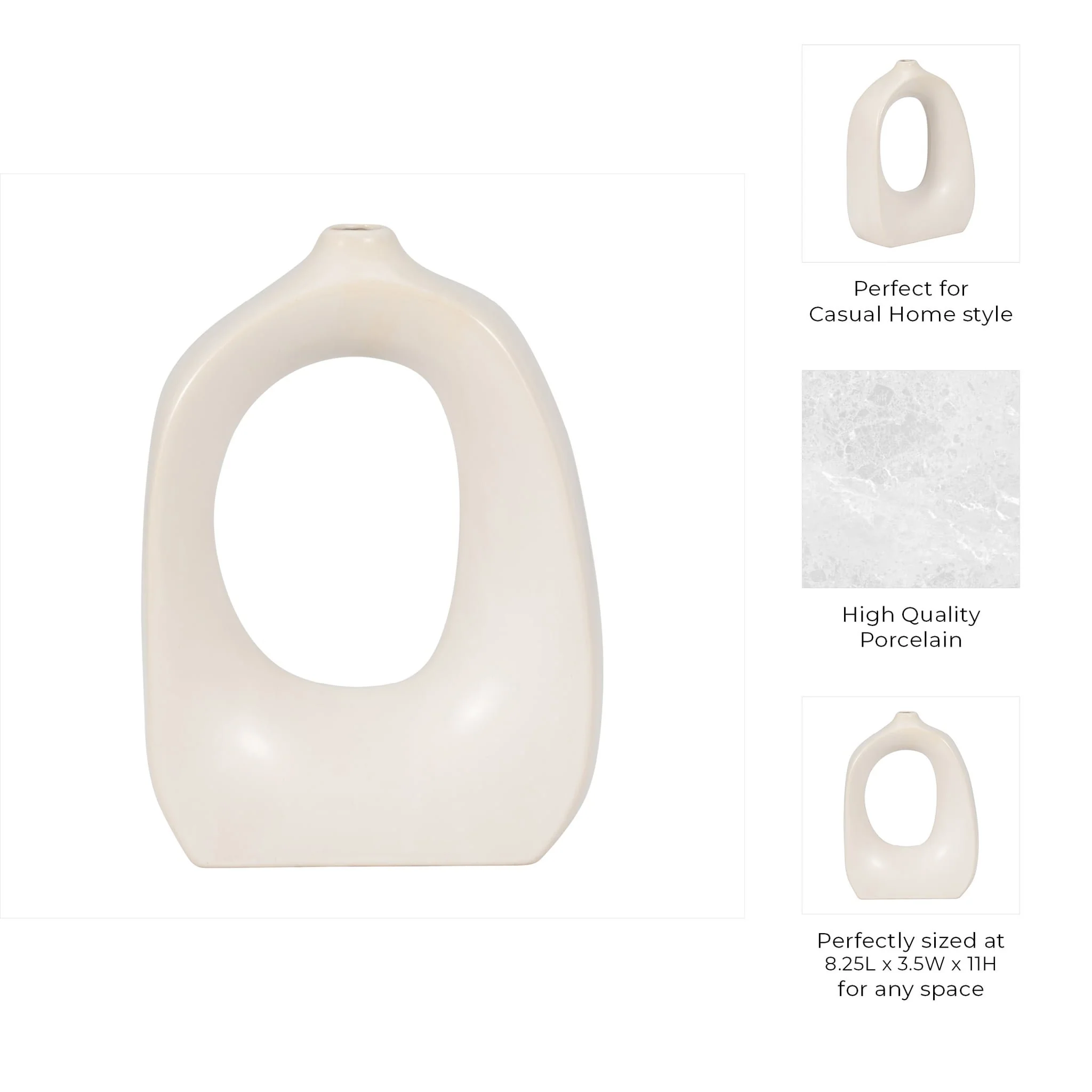 Stoneware 11" Curvy Cut-out Vase, Cotton - Image 10