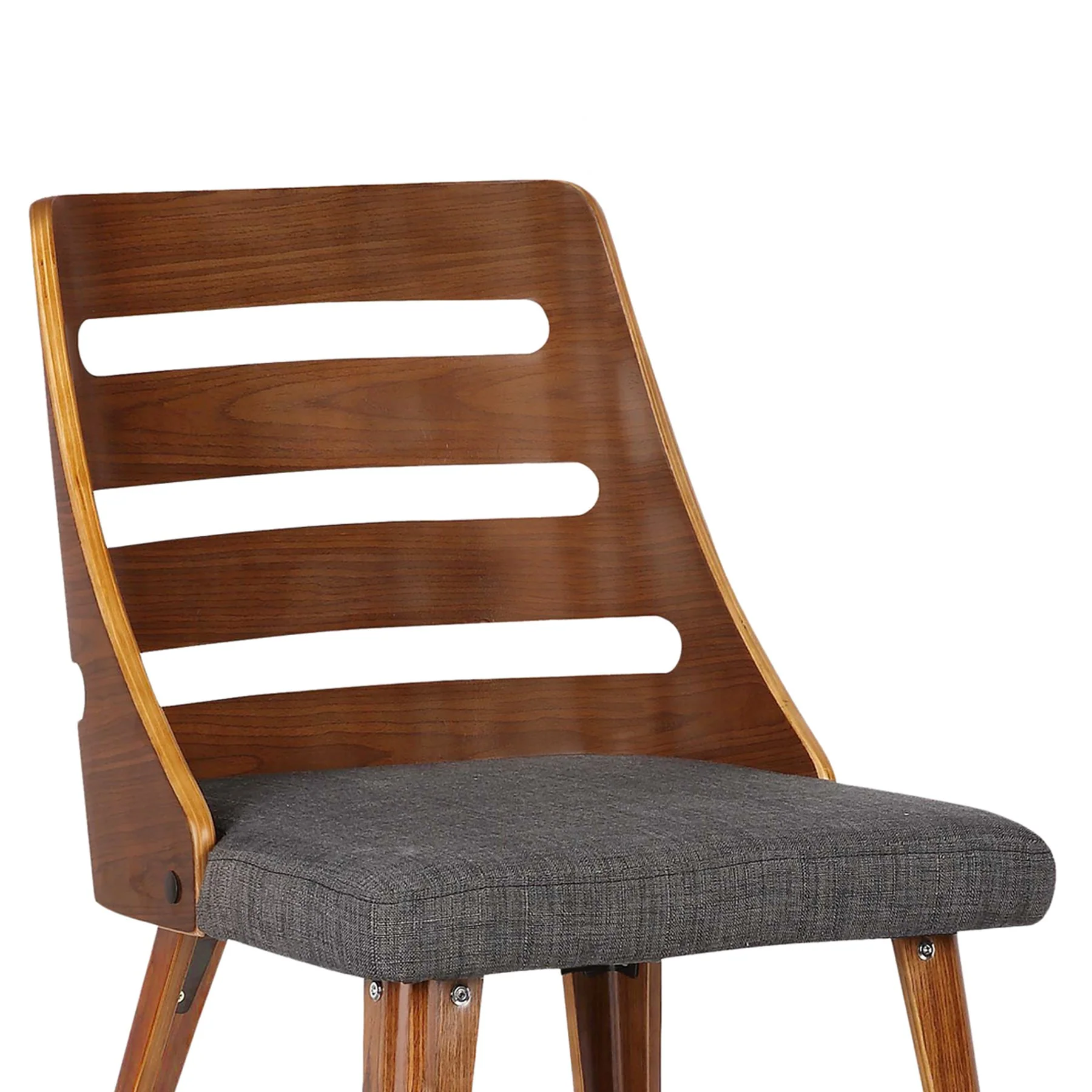 Storm Mid-Century Dining Chair in Walnut Wood and Charcoal Fabric - Image 5