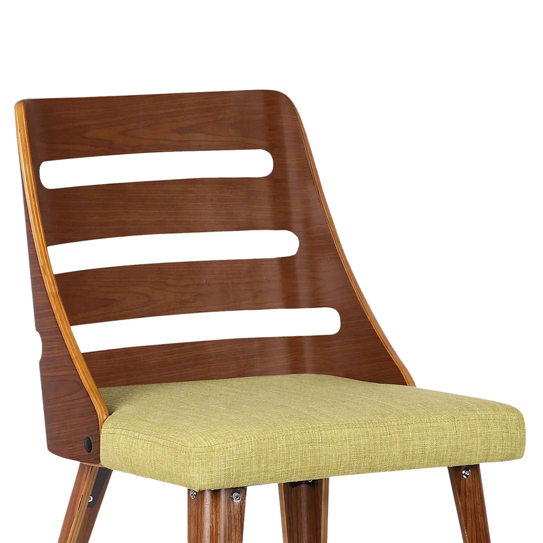 Storm Mid-Century Dining Chair in Walnut Wood and Green Fabric - Image 5