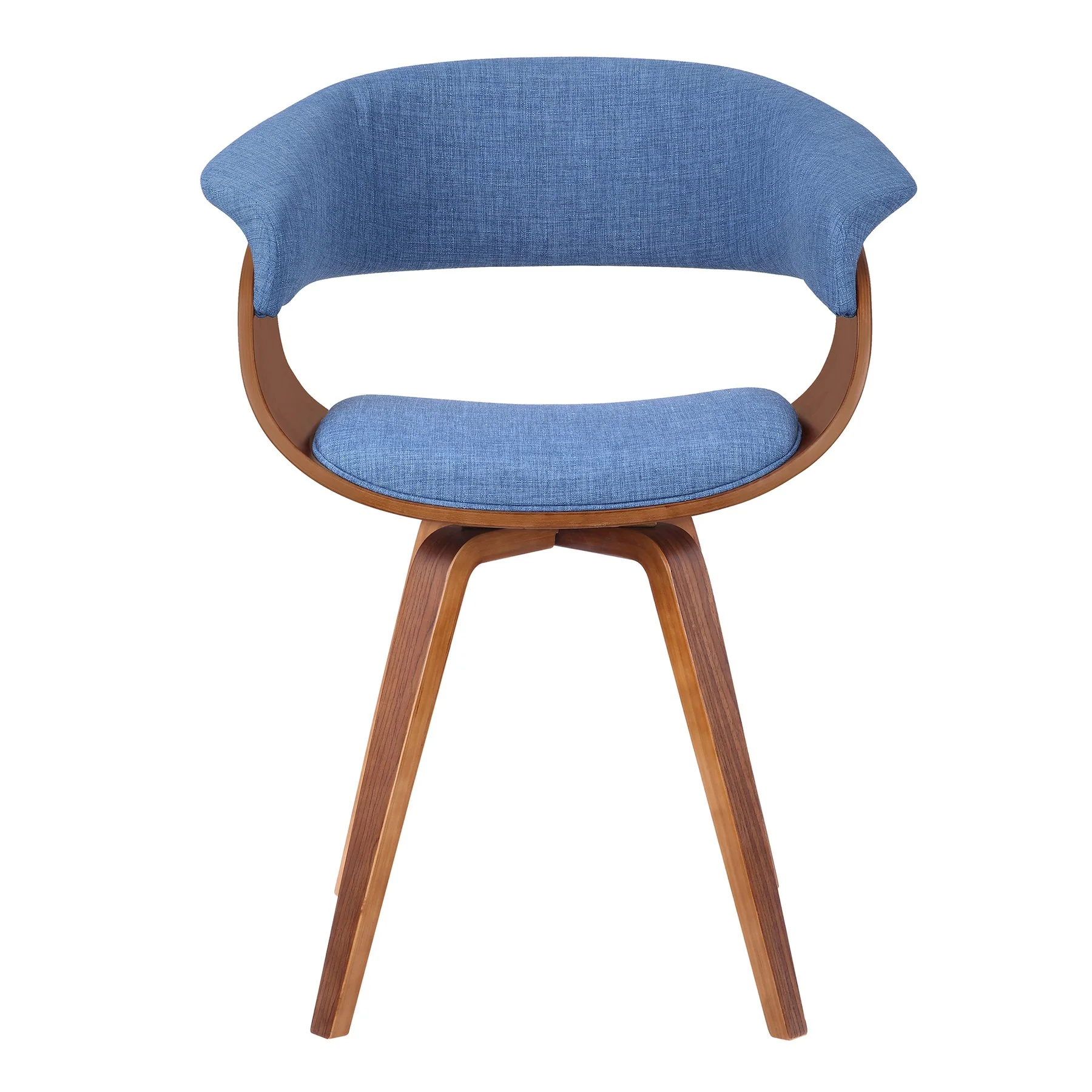 Summer Mid-Century Chair in Blue Fabric with Walnut Wood Finish - Image 2