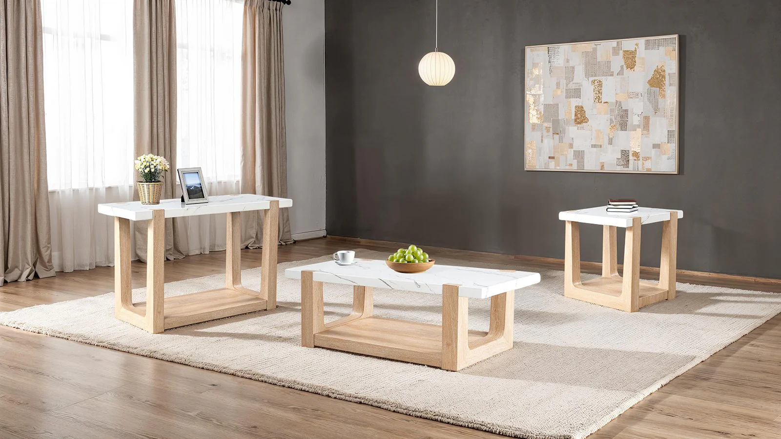 Sundbry Coffee Table, White/Natural - Image 2