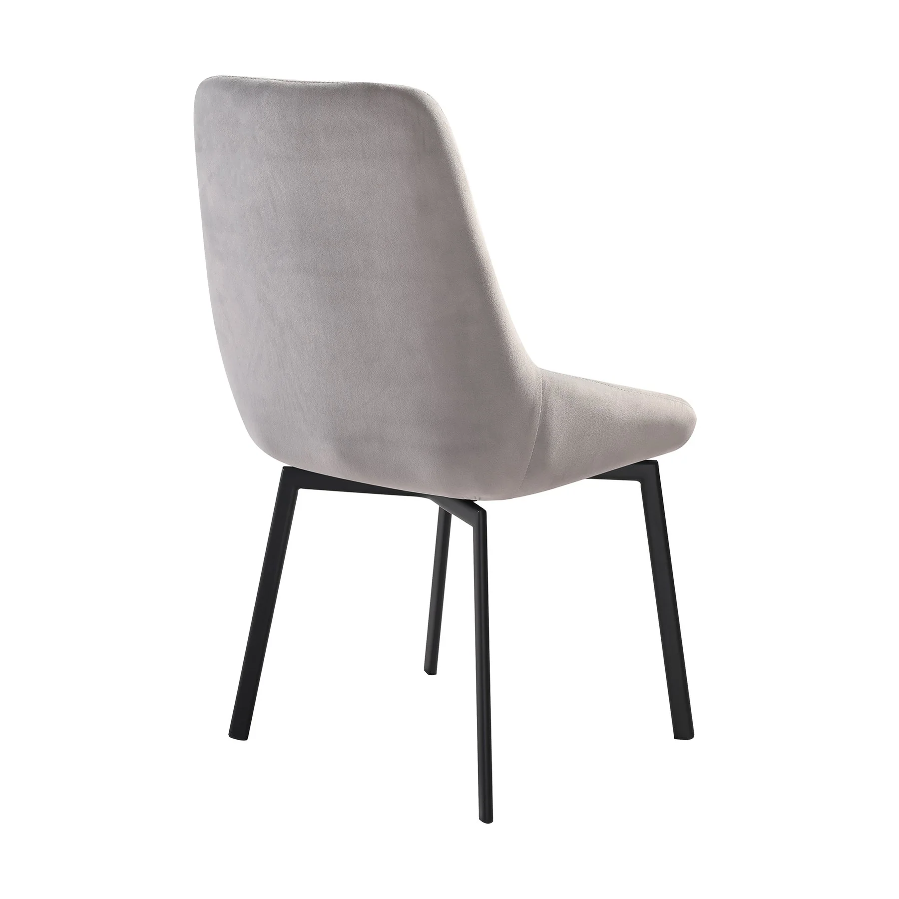 Susie Swivel Upholstered Dining Chair in Gray Fabric with Black Metal Legs - Set of 2 - Image 4