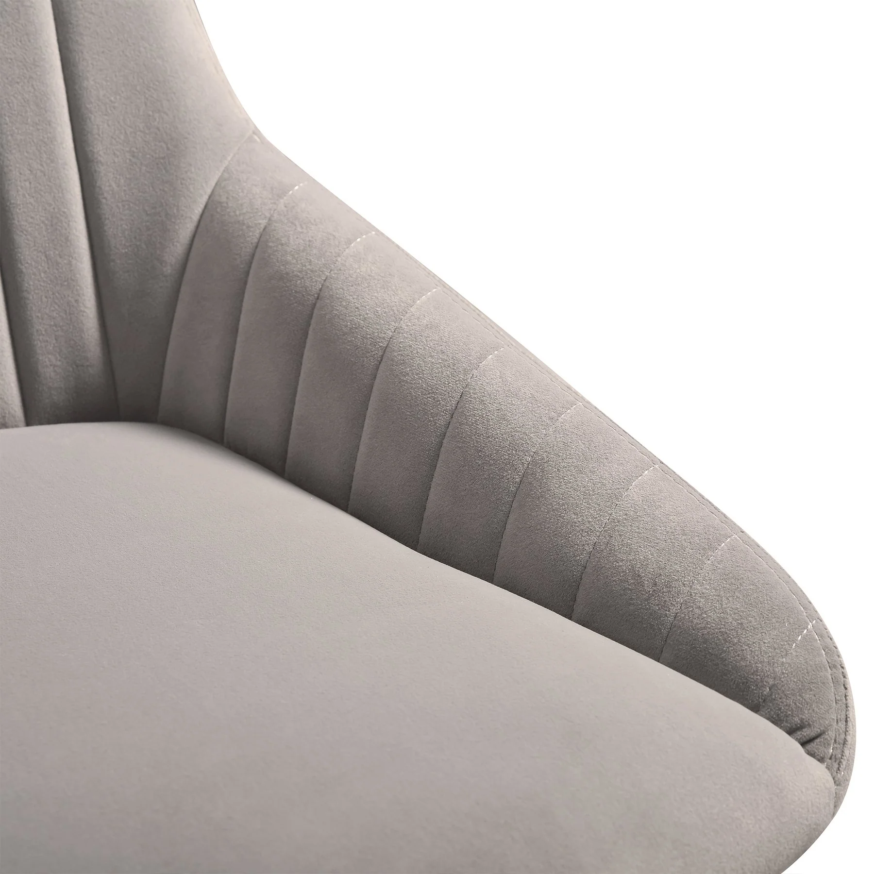 Susie Swivel Upholstered Dining Chair in Gray Fabric with Black Metal Legs - Set of 2 - Image 7