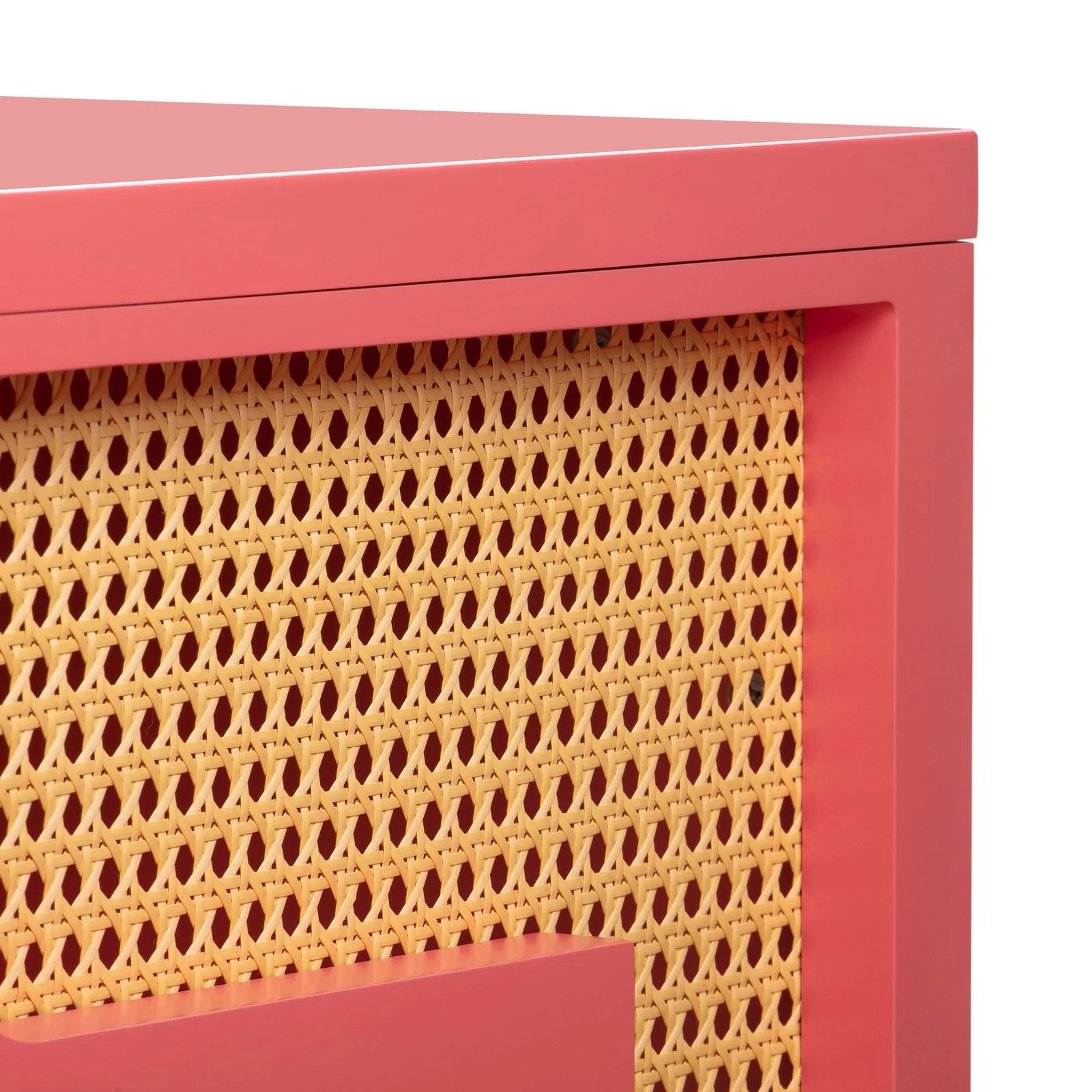 Suzie Coral Pink & Rattan Executive Desk - Image 7