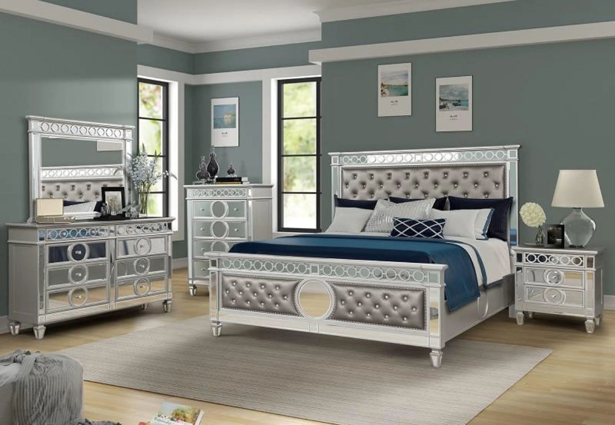 Symphony 5 Pc king Bed Silver