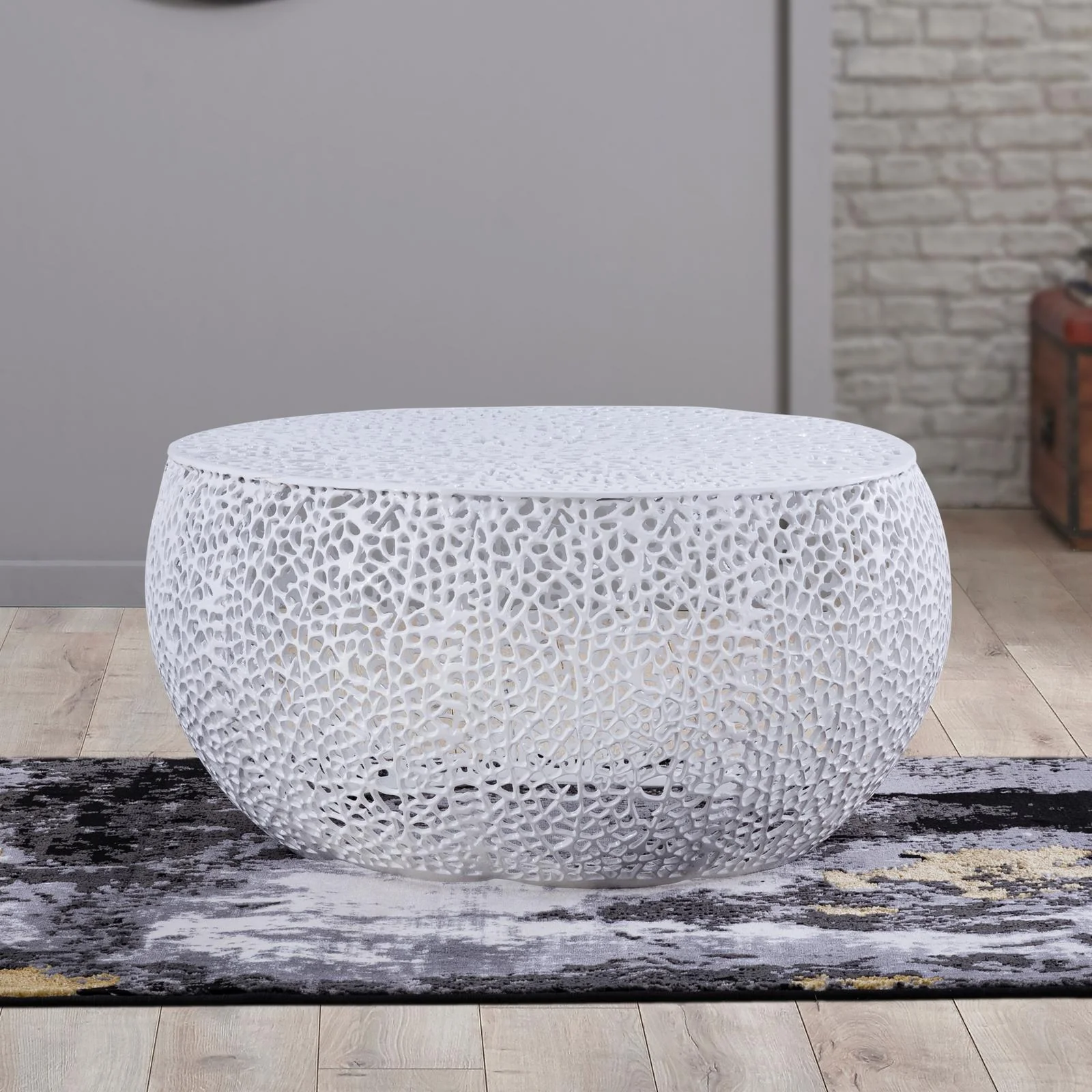 T3502-32-15 Round Coffee Table White