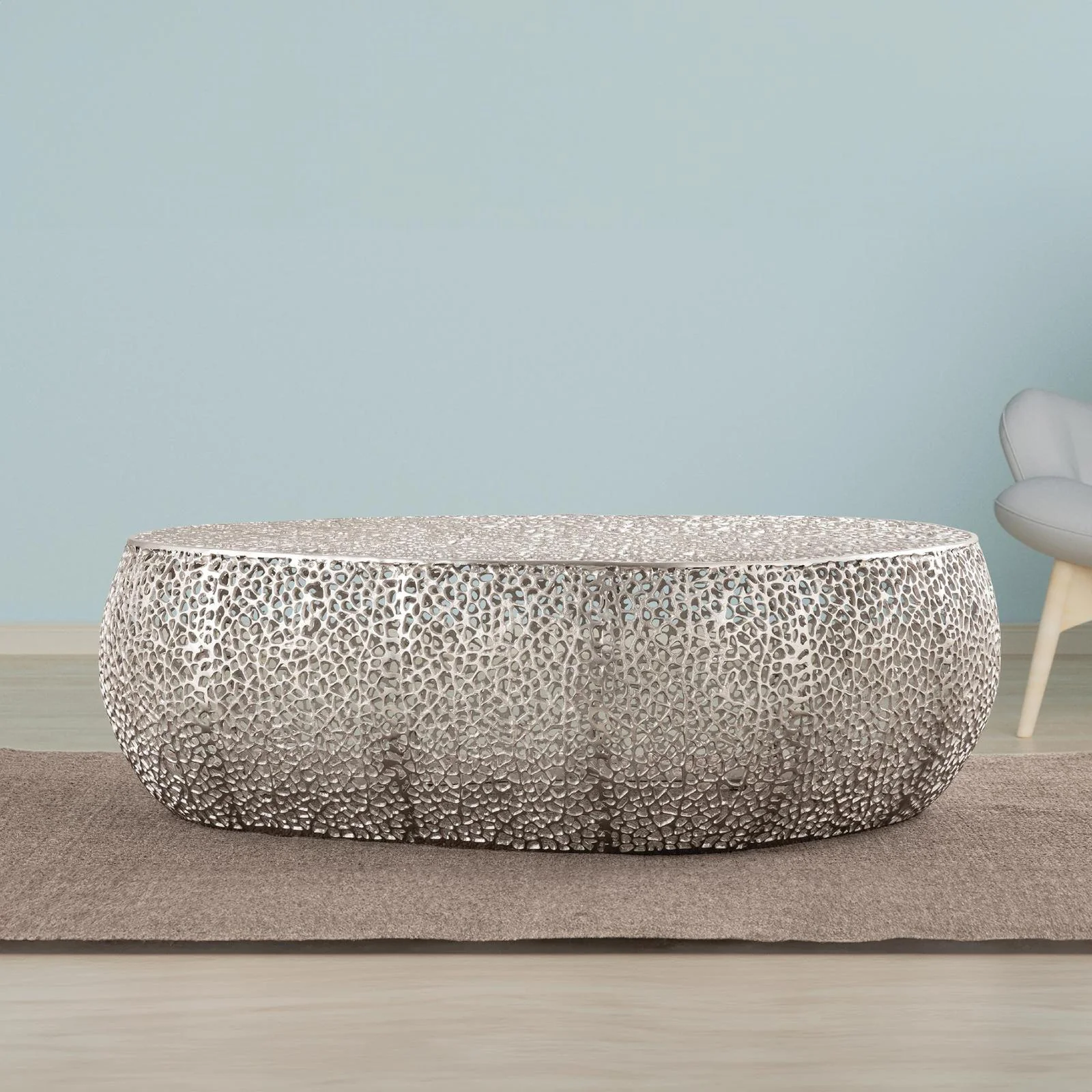 T3601-50 Oval Coffee Table Silver