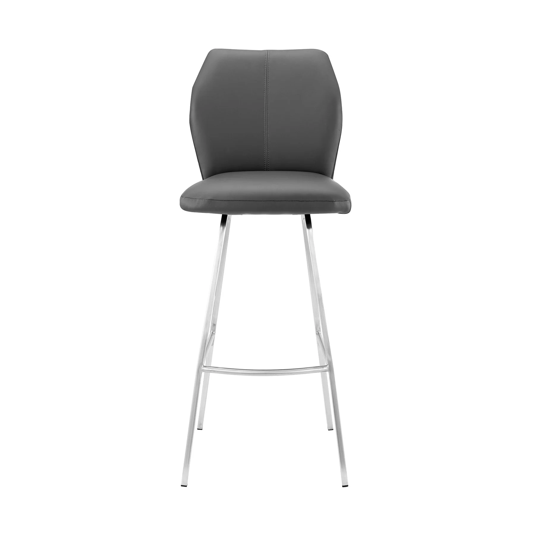 Tandy Gray Faux Leather and Brushed Stainless Steel 30" Bar Stool - Image 2