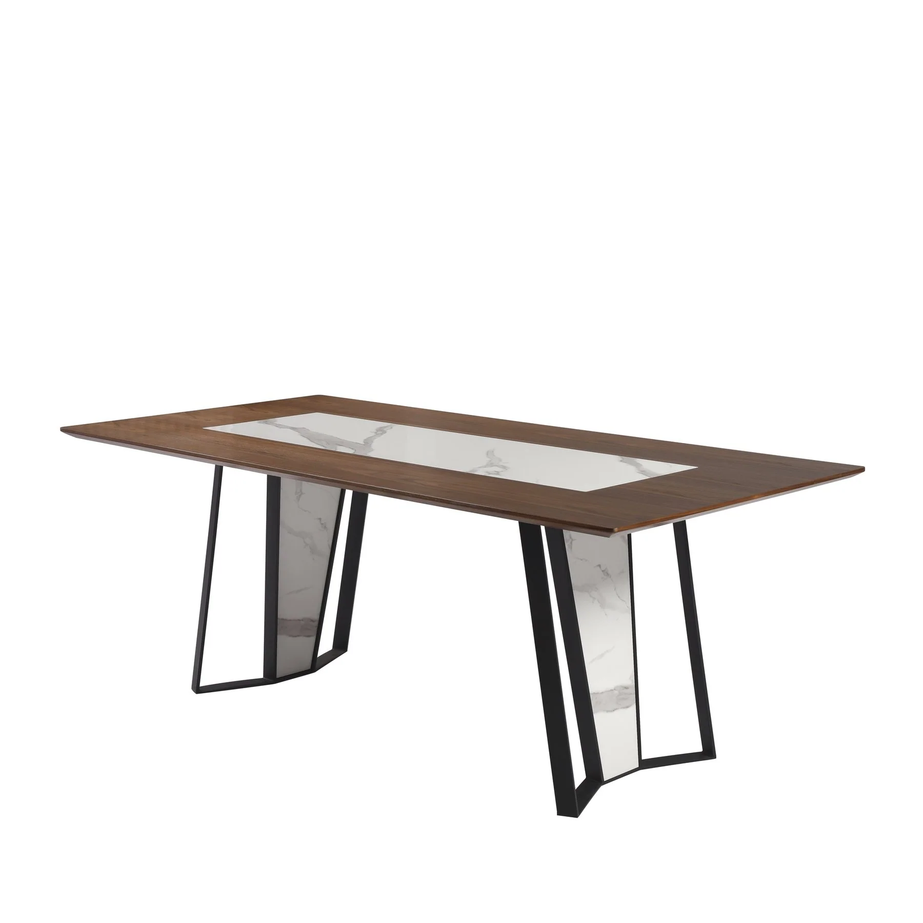 Tanya Contemporary 7-Piece Dining Set with Sintered Stone and Walnut-Finished Tabletop - Image 2