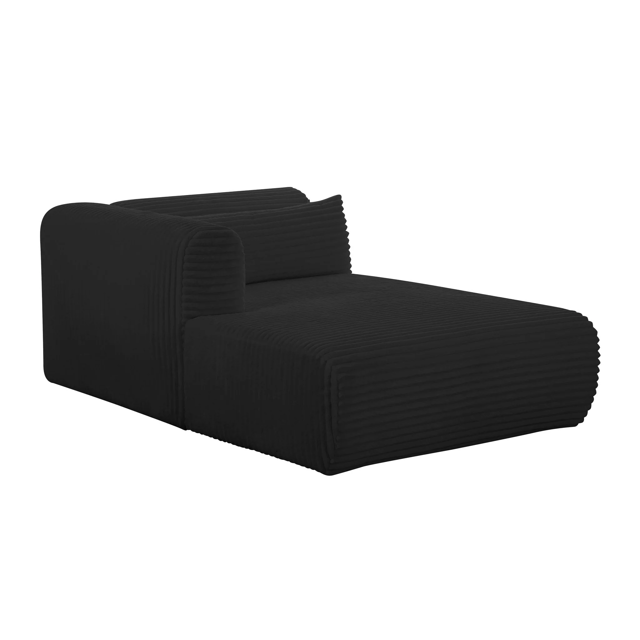 Tarra Fluffy Oversized Black Corduroy Modular LAF Chaise - Image 2
