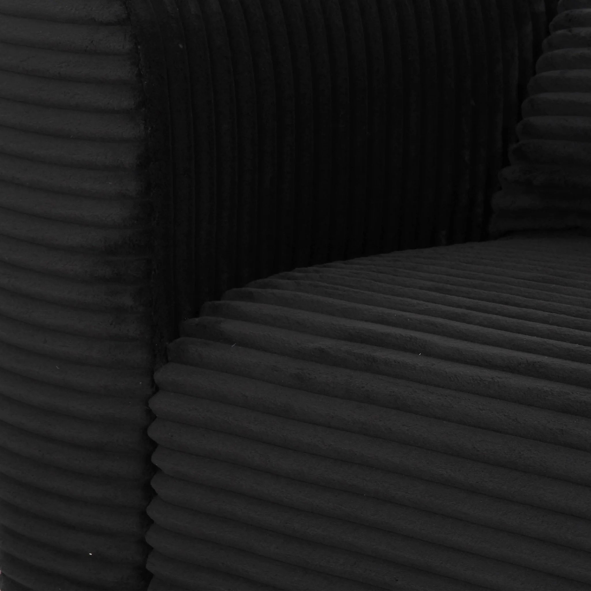 Tarra Fluffy Oversized Black Corduroy Modular LAF Corner Chair - Image 6
