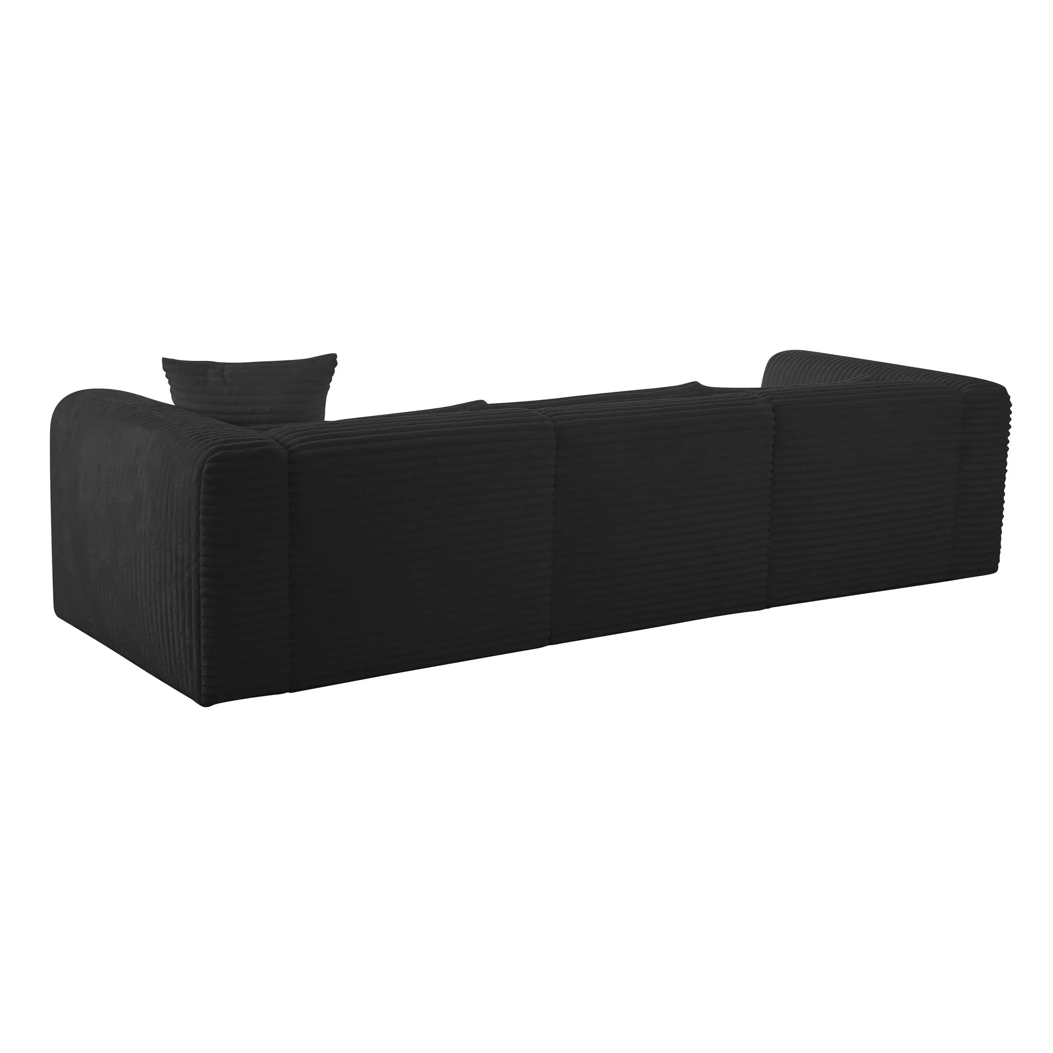 Tarra Fluffy Oversized Black Corduroy Modular LAF Sectional - Image 6