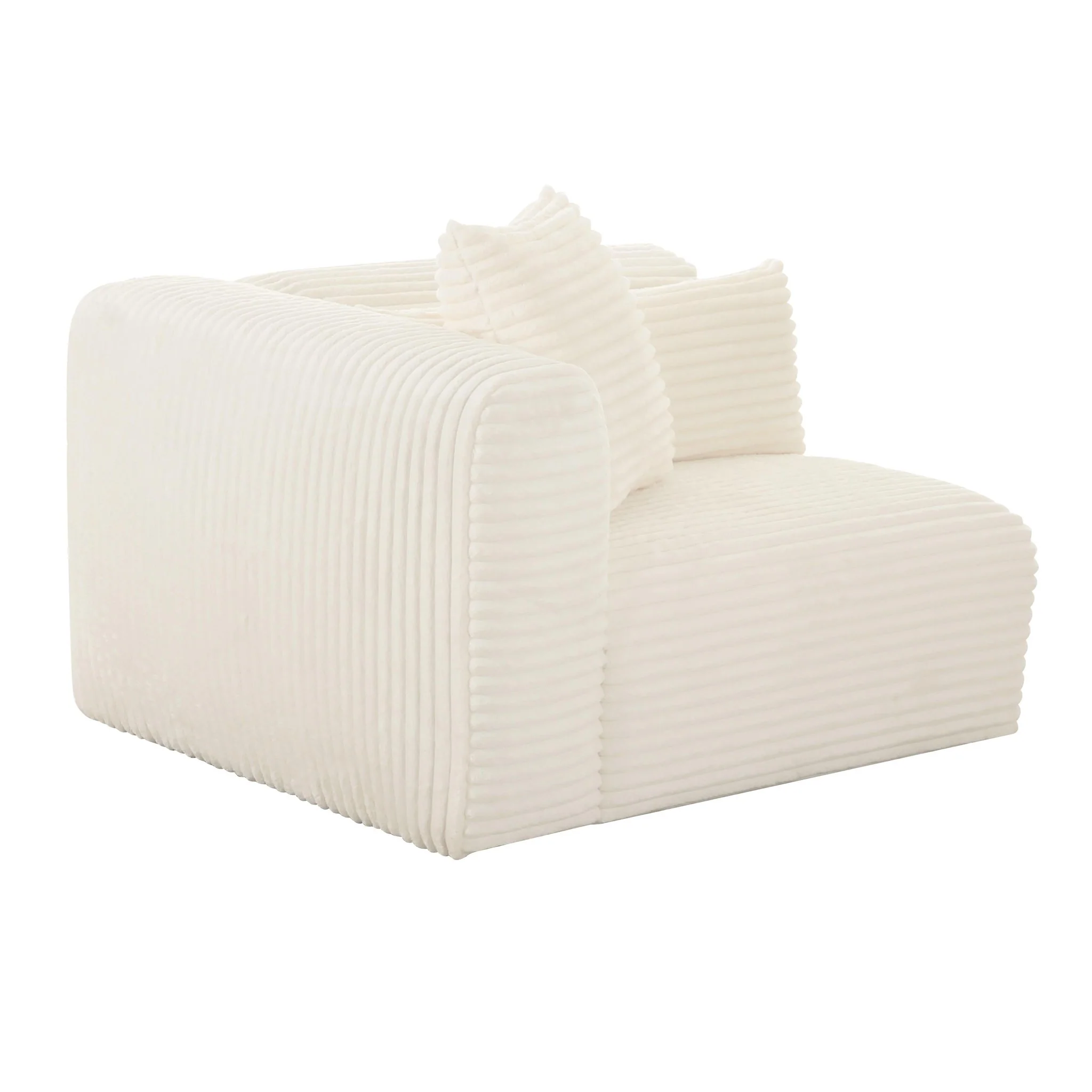 Tarra Fluffy Oversized Cream Corduroy Modular LAF Corner Chair - Image 4