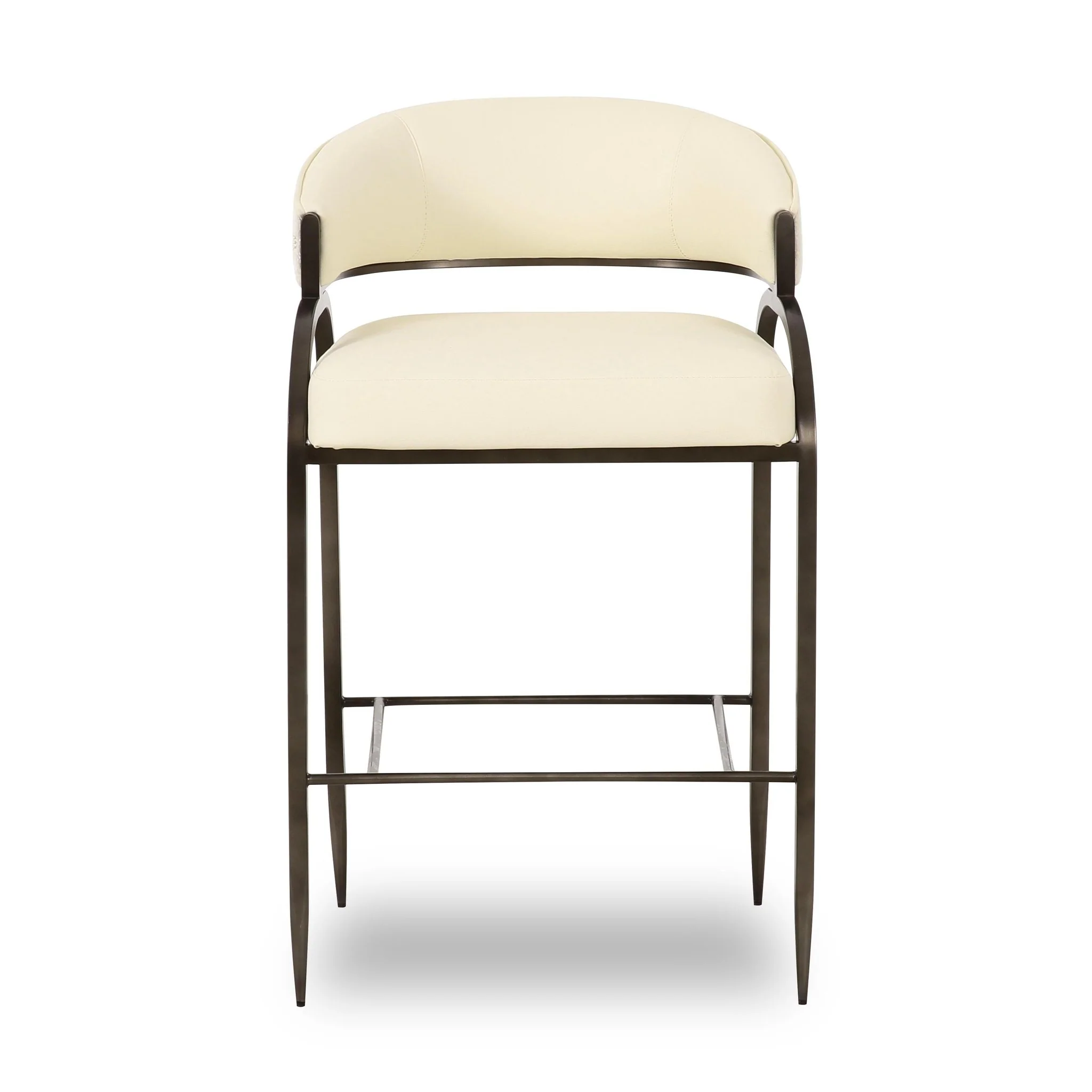 Tatum Cream Vegan Leather and 2-Tone Jacquard Counter Stool - Image 3