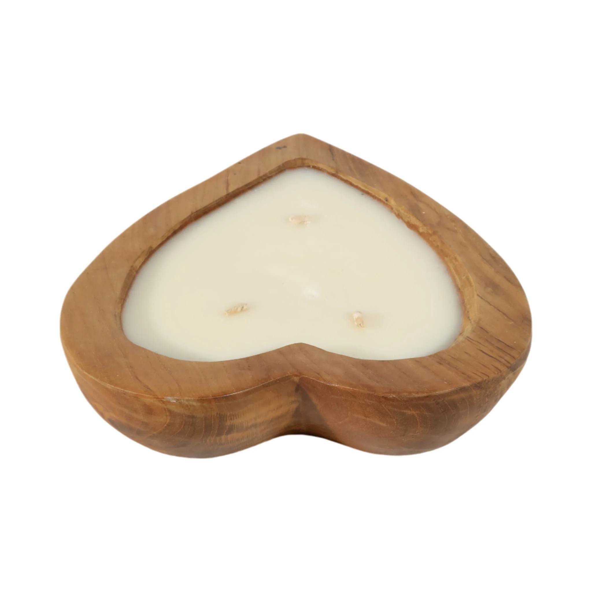 Teak, 12" Heart Bowl Candle, Natural - Image 4