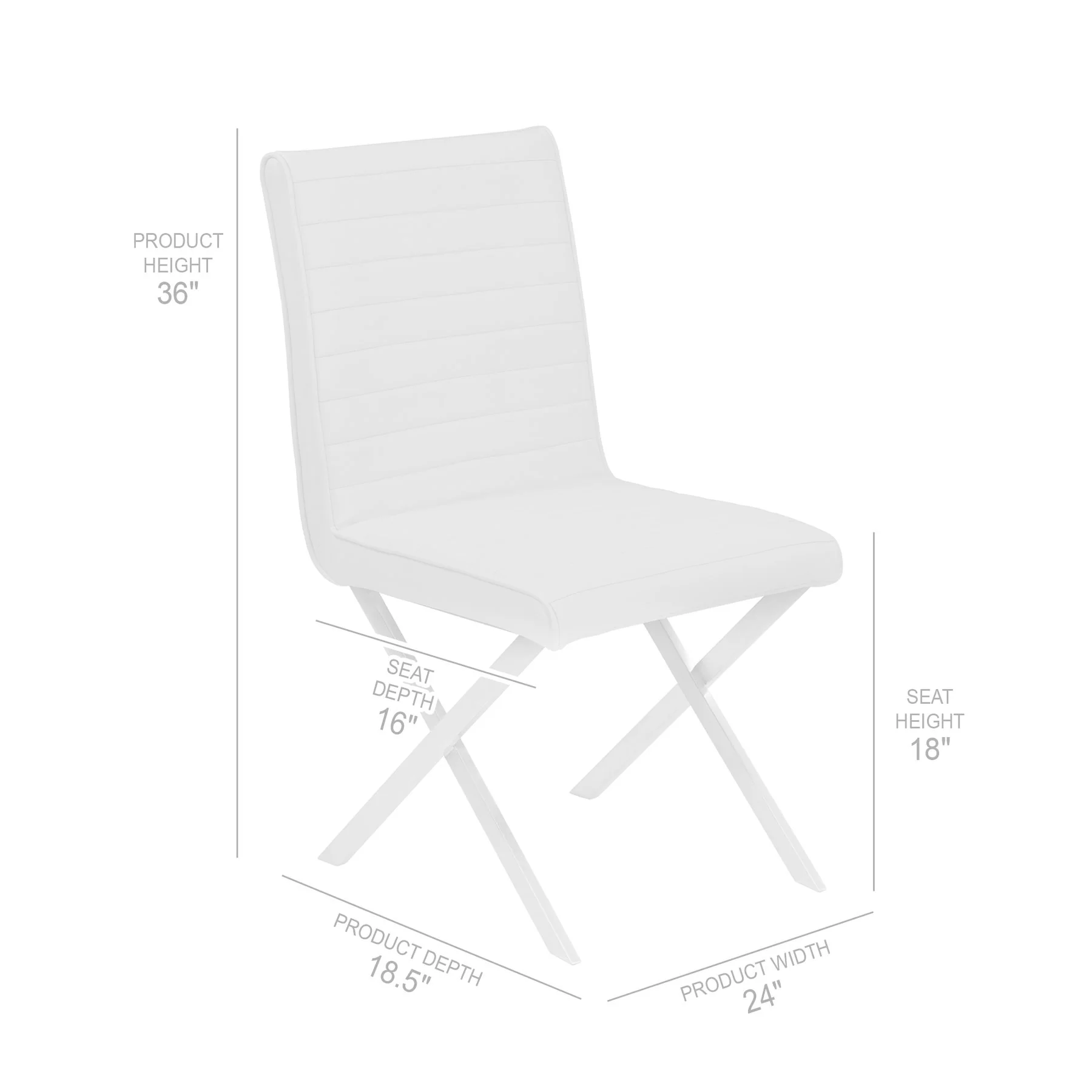 Tempe Contemporary Dining Chair in White Faux Leather with Brushed Stainless Steel Finish - Set of 2 - Image 7