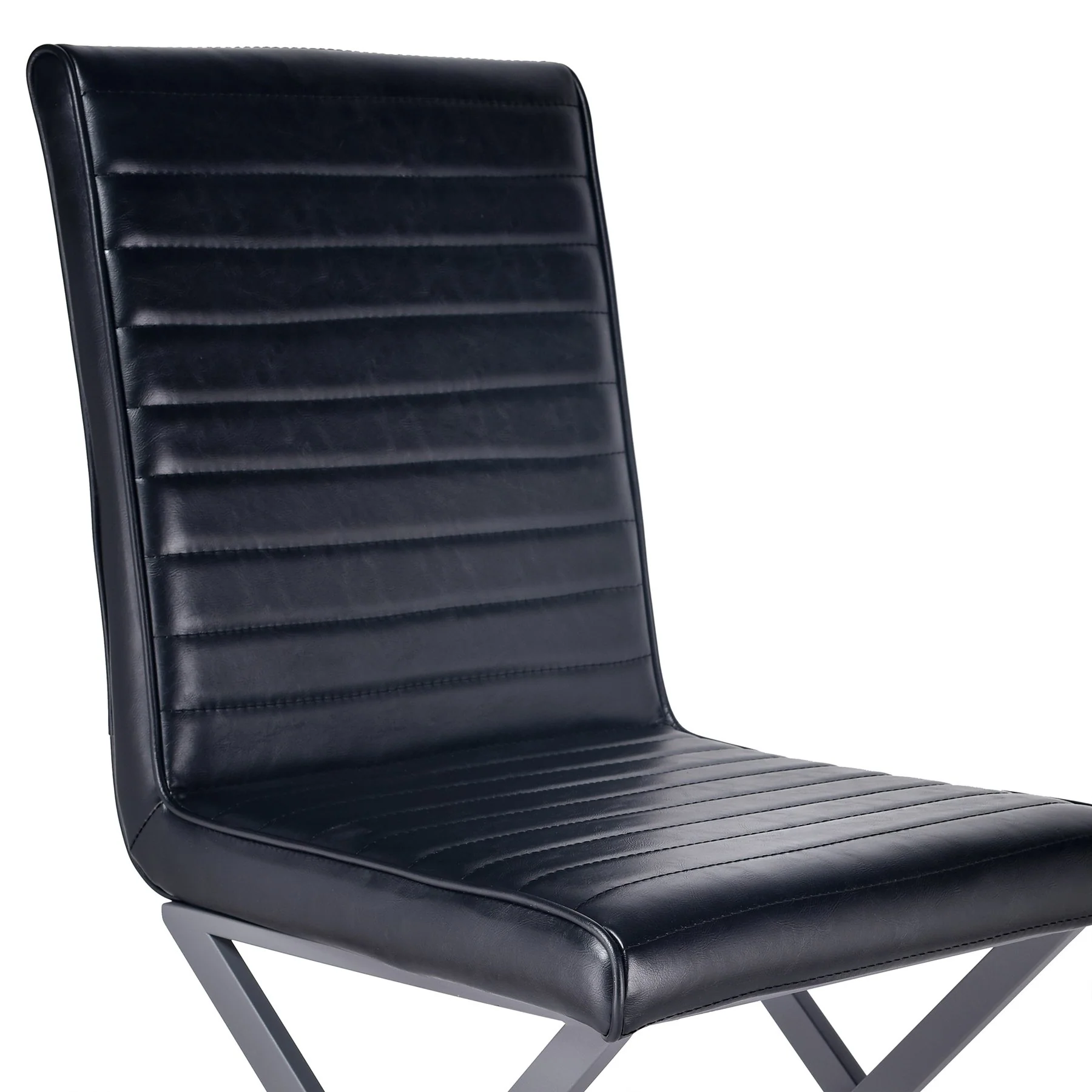 Tempe Modern Dining Chair in Gray Powder Coated finish and Vintage Black Faux Leather - Set of 2 - Image 4