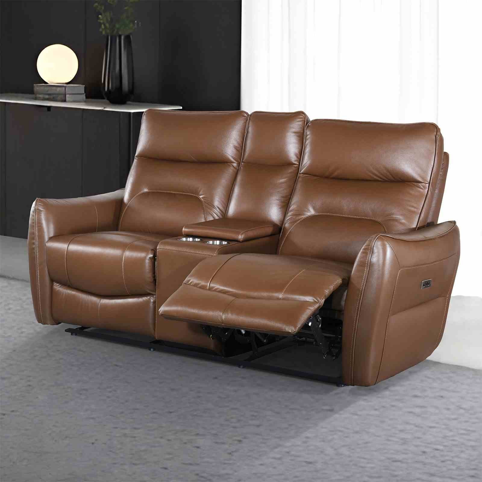 Terentius Power Loveseat, Brown