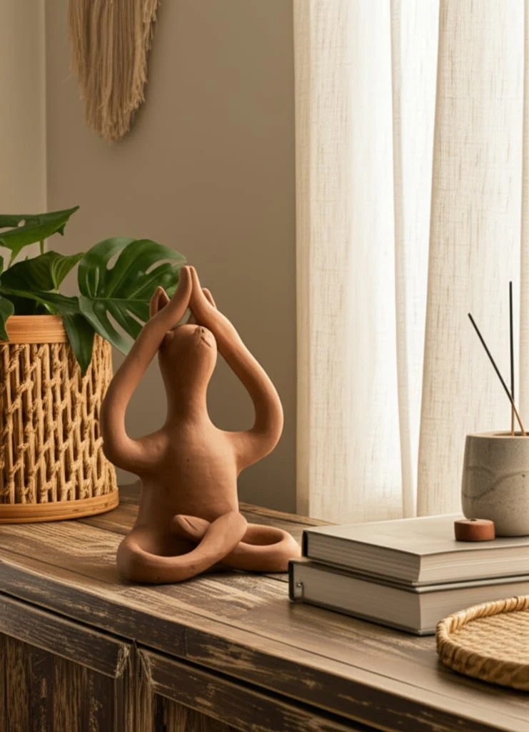 Terracotta, 10" Salutation Yoga Bunny, Natural - Image 11