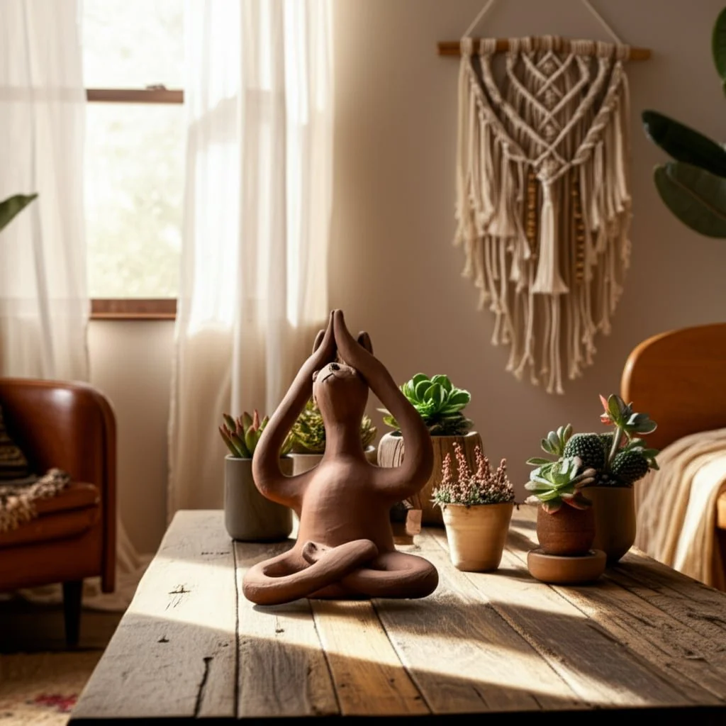 Terracotta, 10" Salutation Yoga Bunny, Natural - Image 13