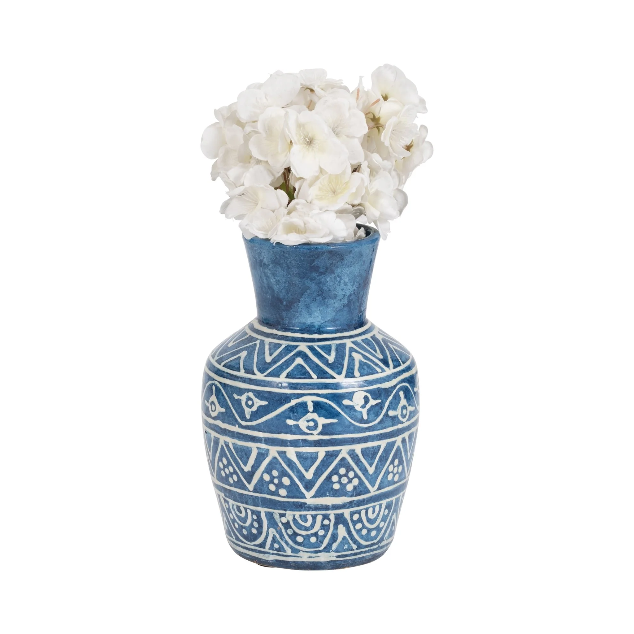 Terracotta,10"h Vase, Blue - Image 2