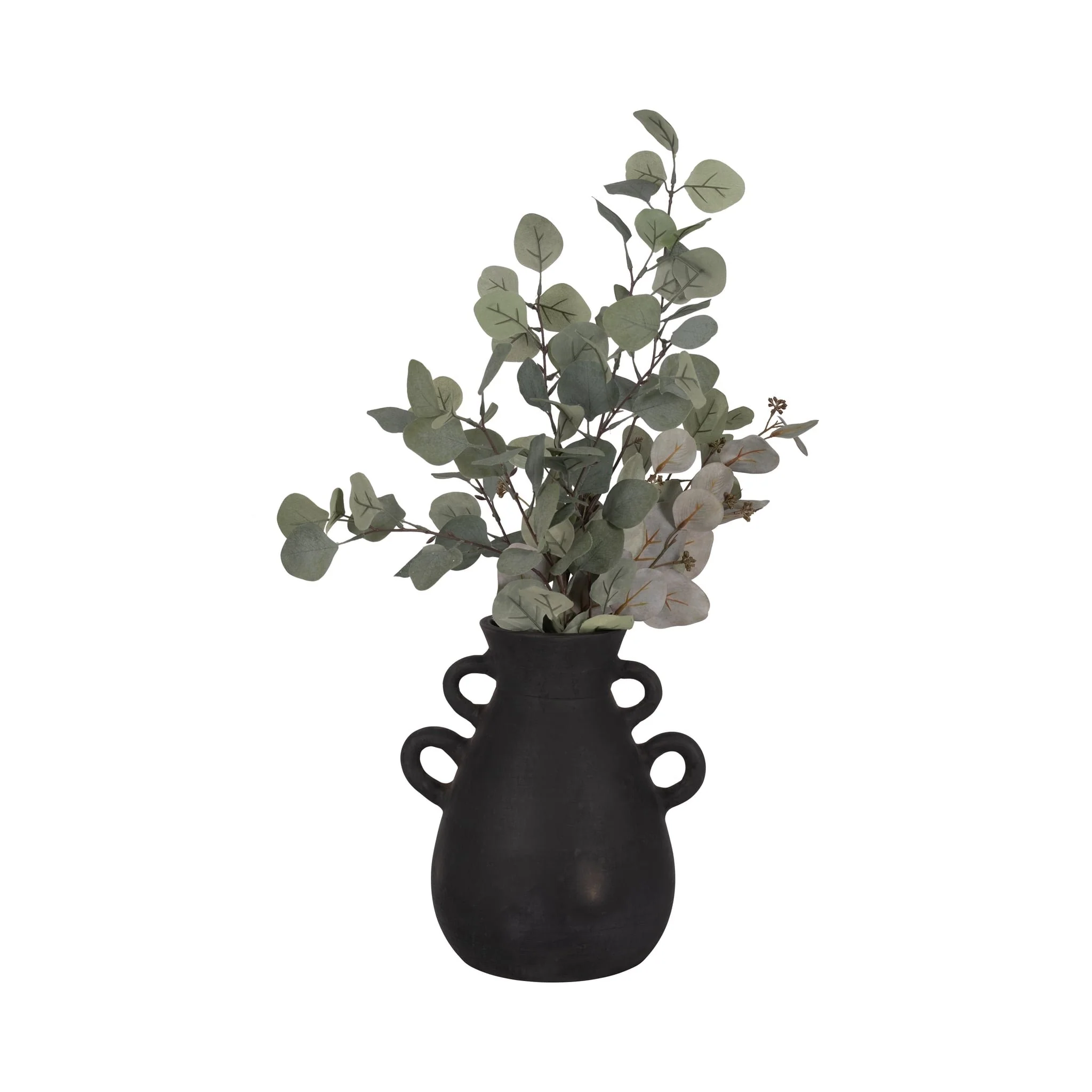 Terracotta, 12" Vase With 4 Handles, Black - Image 2