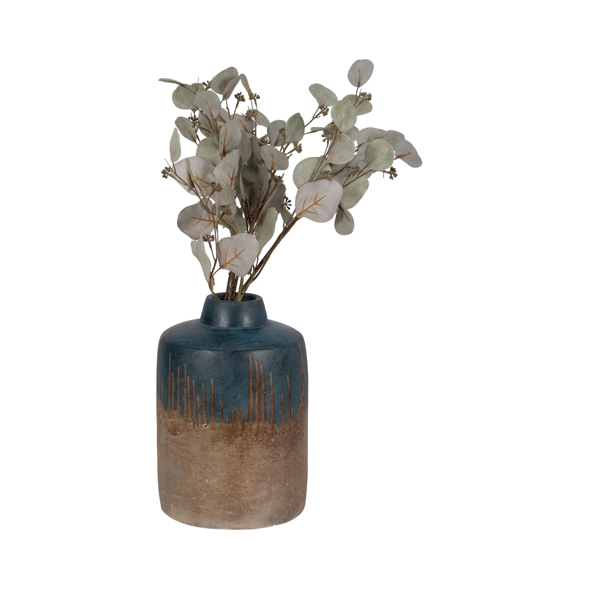 Terracotta, 12"h 2-tone Vase, Blue/ivory - Image 2