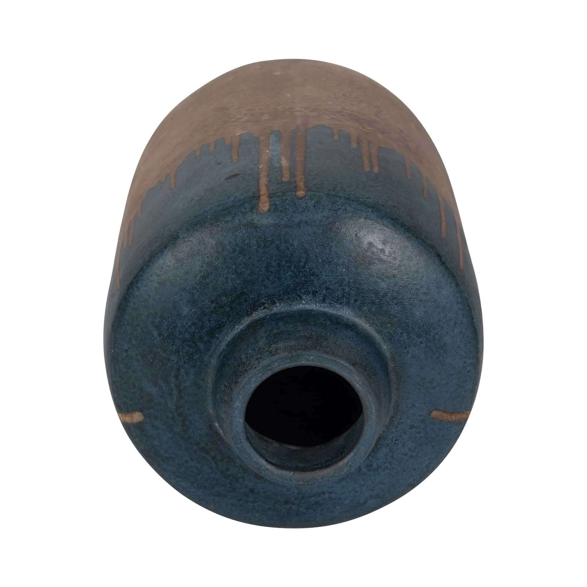 Terracotta, 12"h 2-tone Vase, Blue/ivory - Image 5