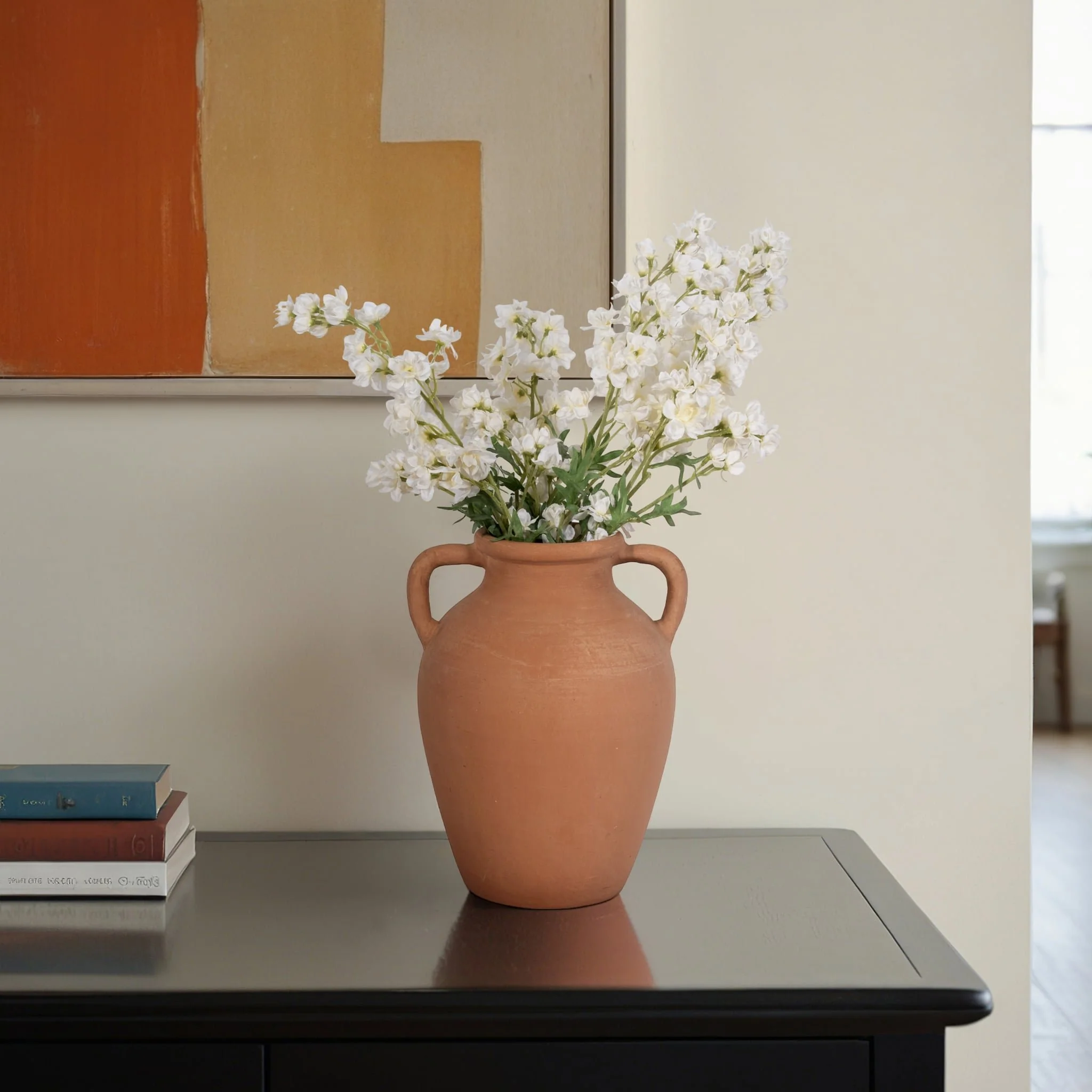 Terracotta, 13" Vase With Handles, Natural - Image 10
