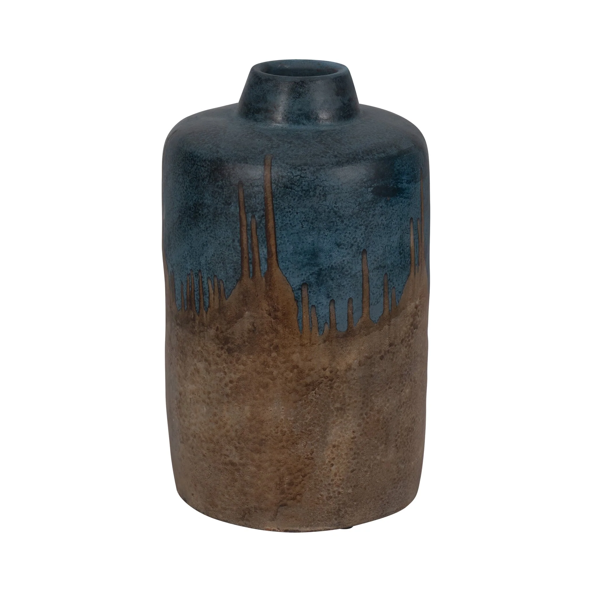 Terracotta, 14"h 2-tone Vase, Blue/ivory