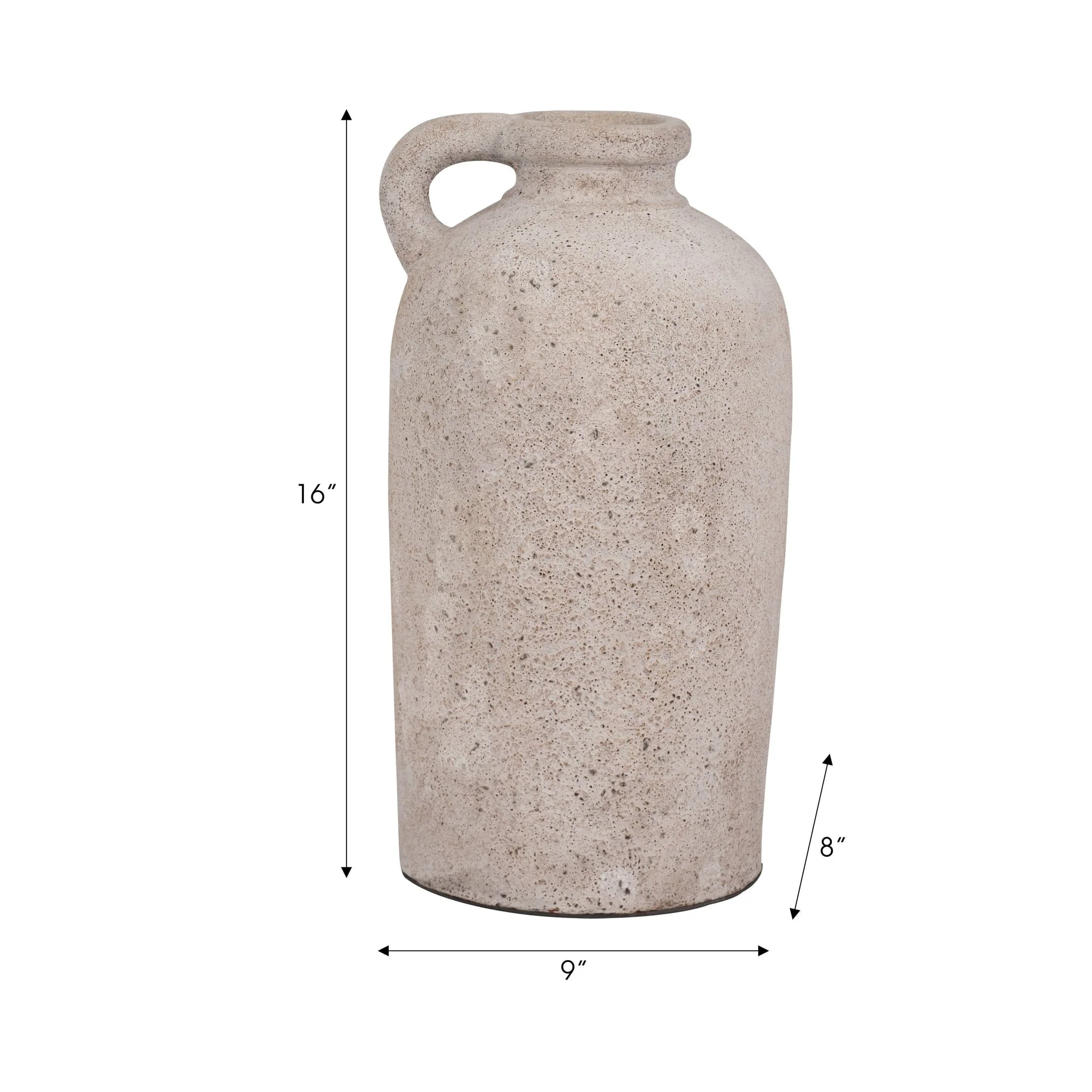 Terracotta, 16" Bottle Vase W/ Handle, Ivory - Image 8
