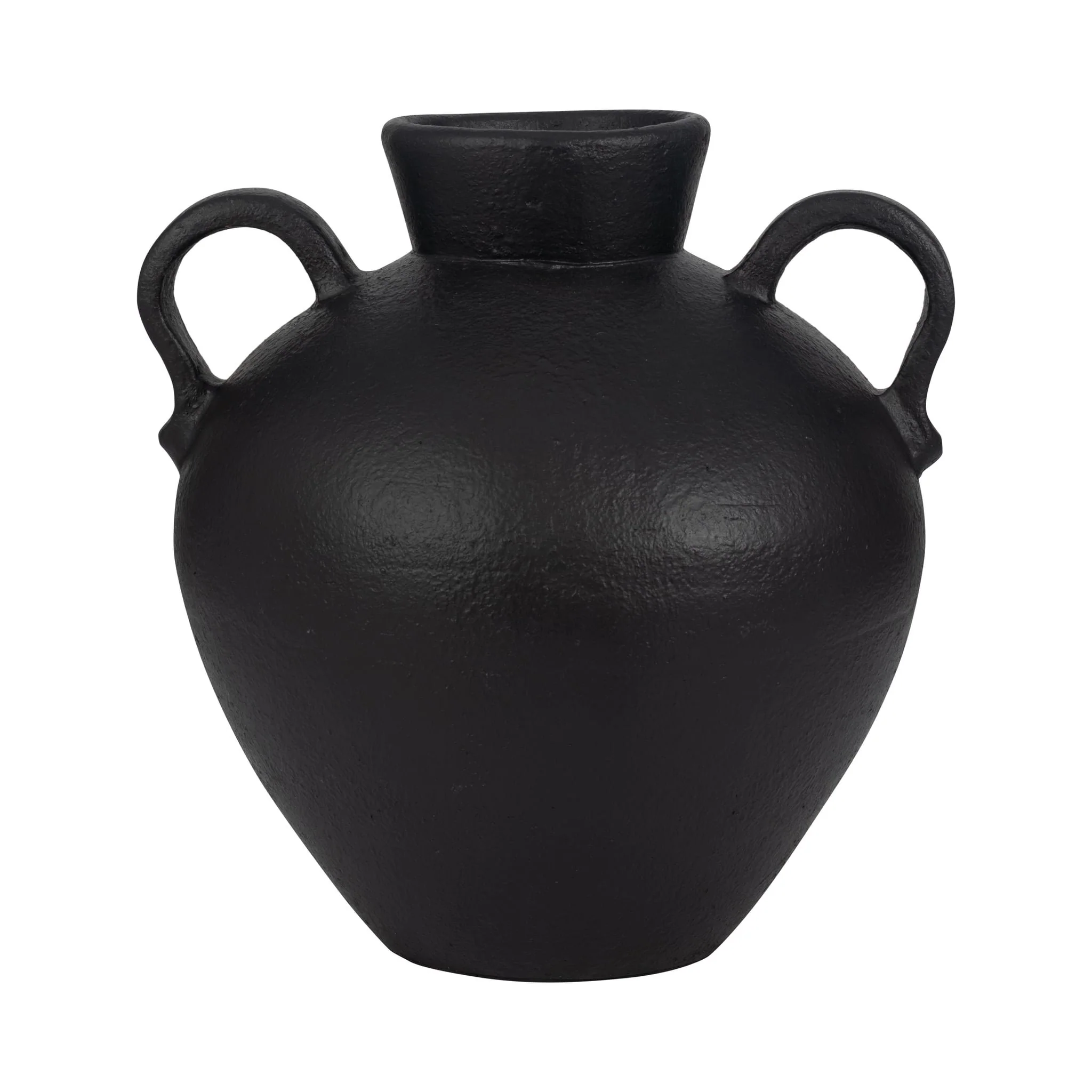 Terracotta, 16" Organic Jug With 2 Handles, Black