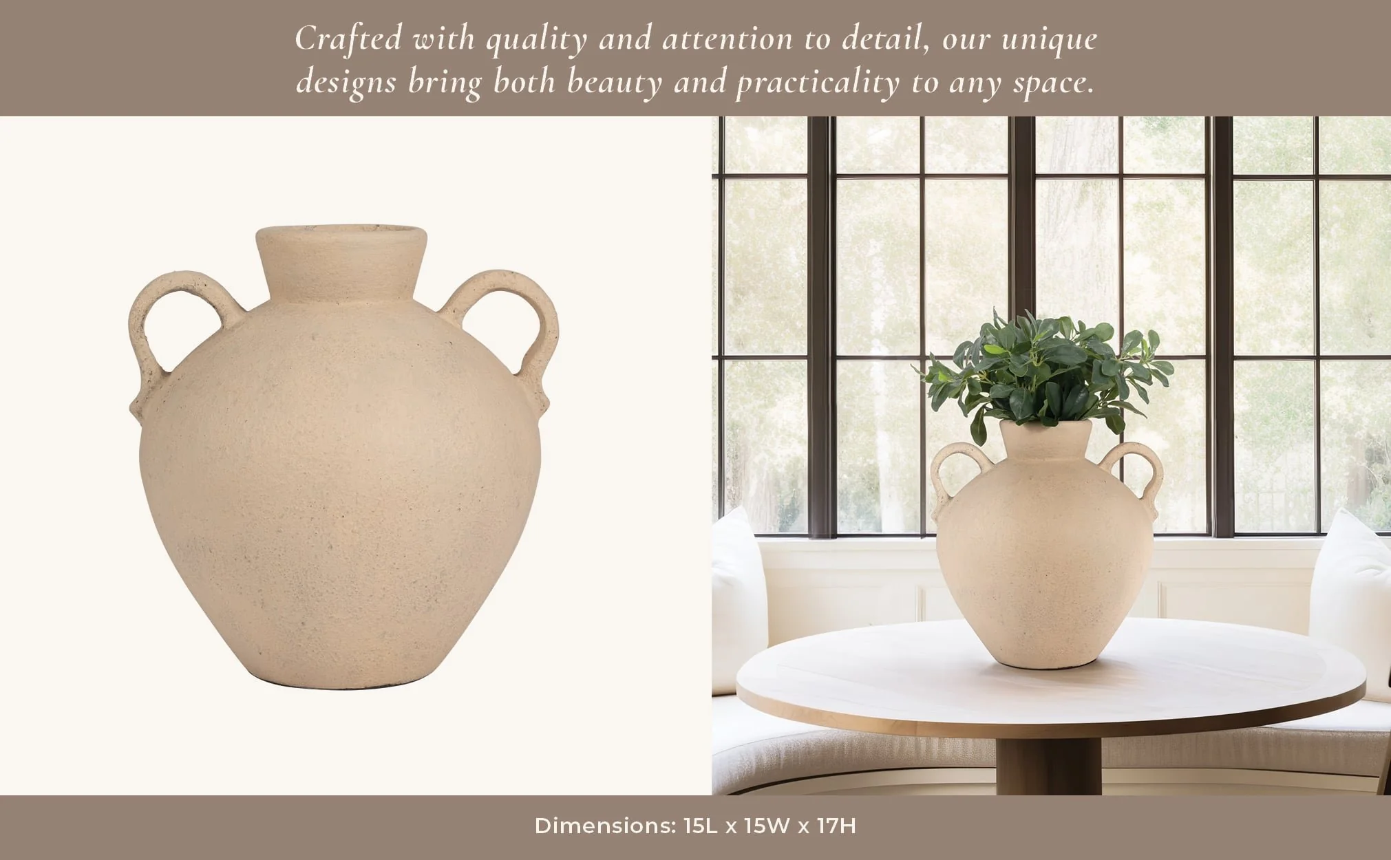 Terracotta, 17" Organic Jug With 2 Handles, Ivory - Image 12